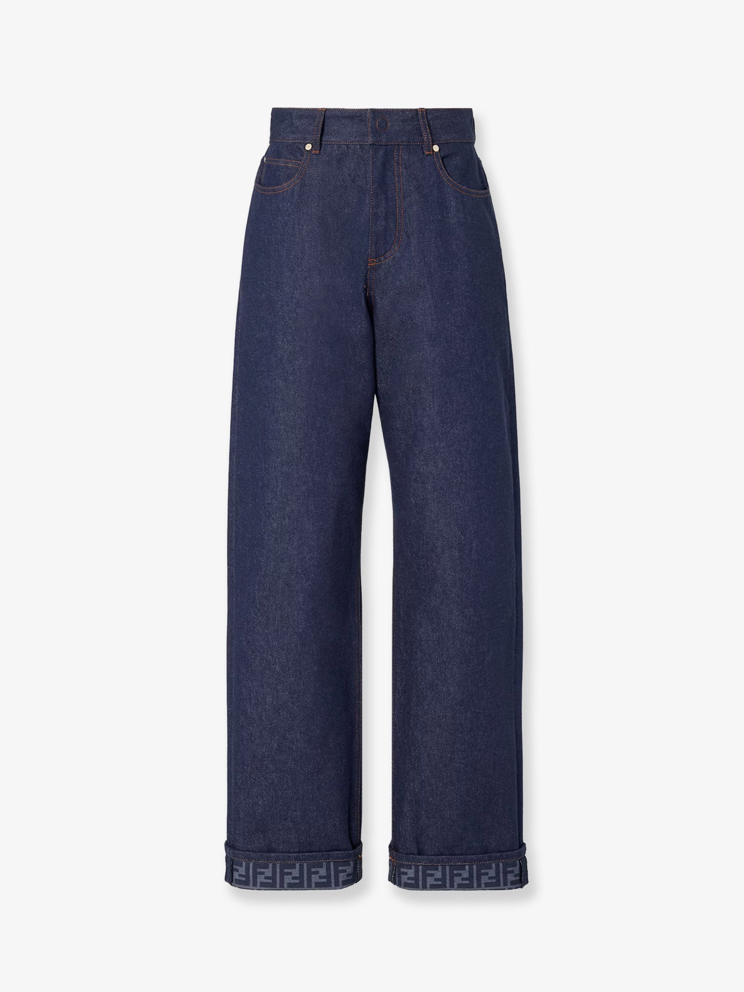 Fendi Blue Denim Jeans With Ff Detail On The Bottom