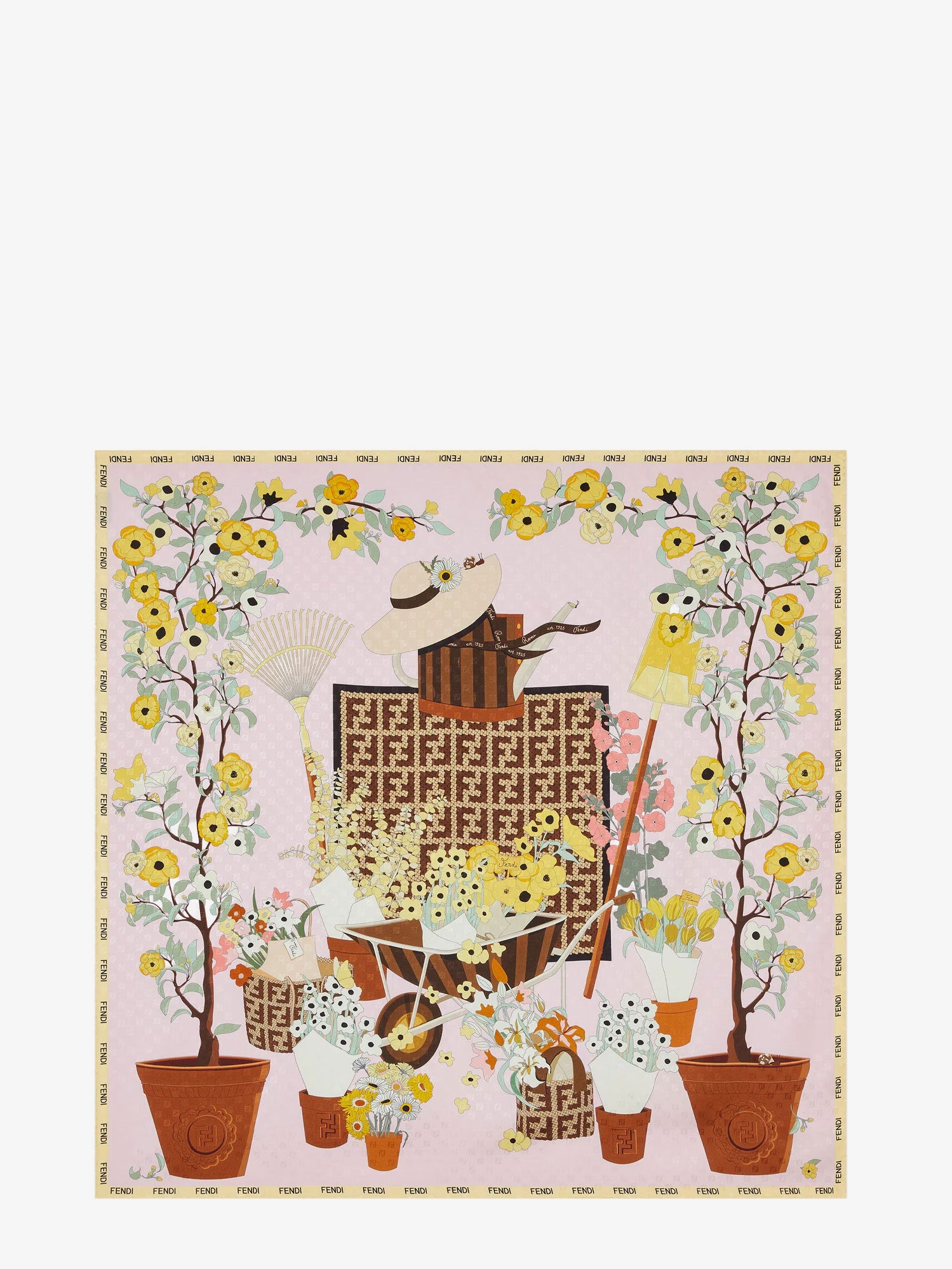 Fendi Silk Scarf With Gardening Print