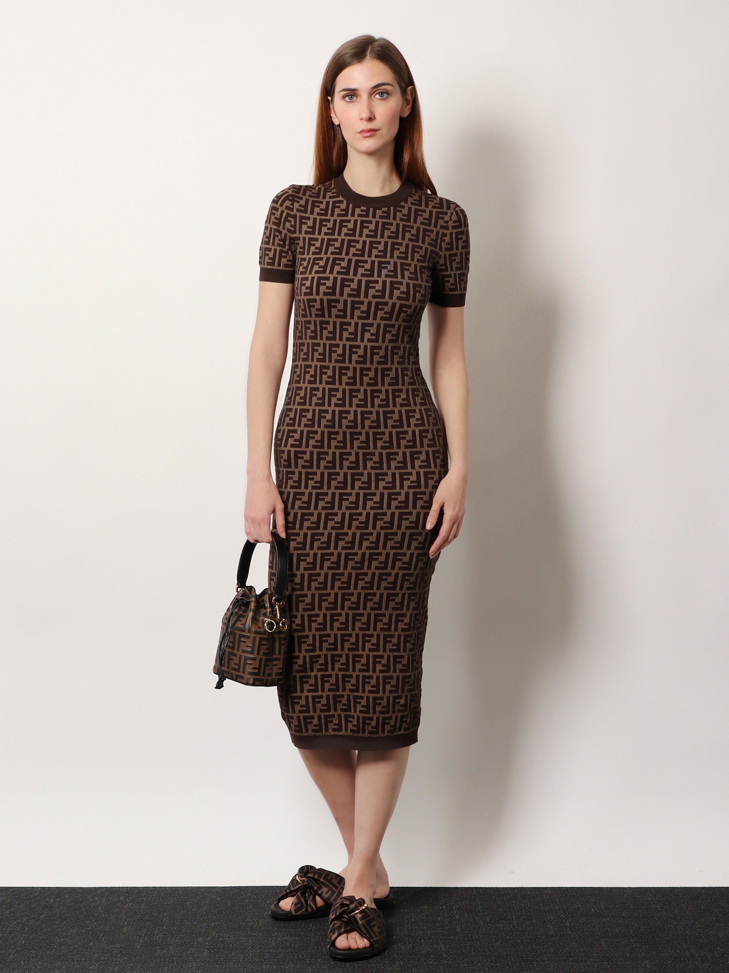 Fendi Ff Cotton Blend Dress