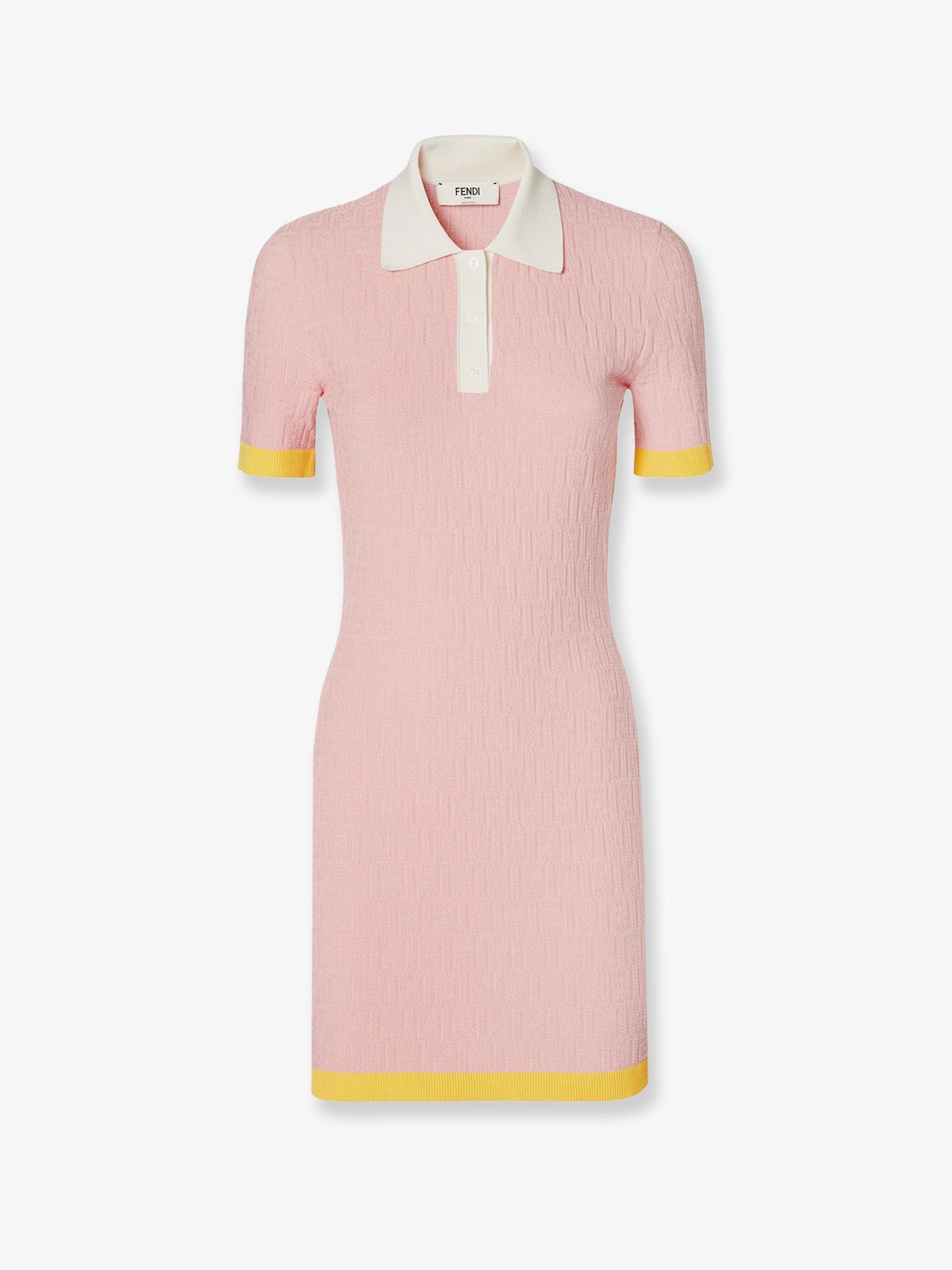 Fendi Cotton And Silk Blend Short Dress With All-over Ff Motif