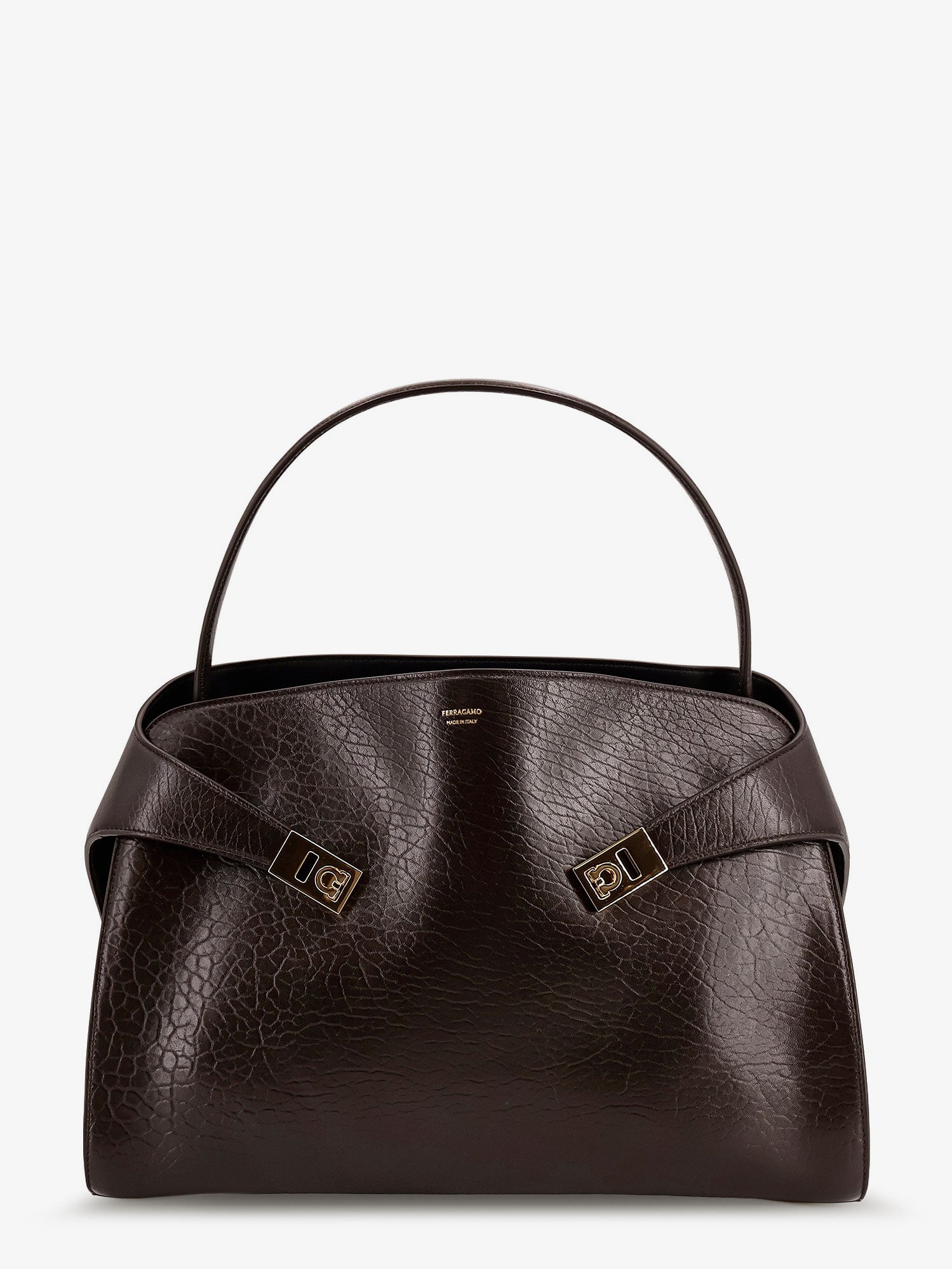 Ferragamo Hug Leather Shoulder Bag With Logo On The Front