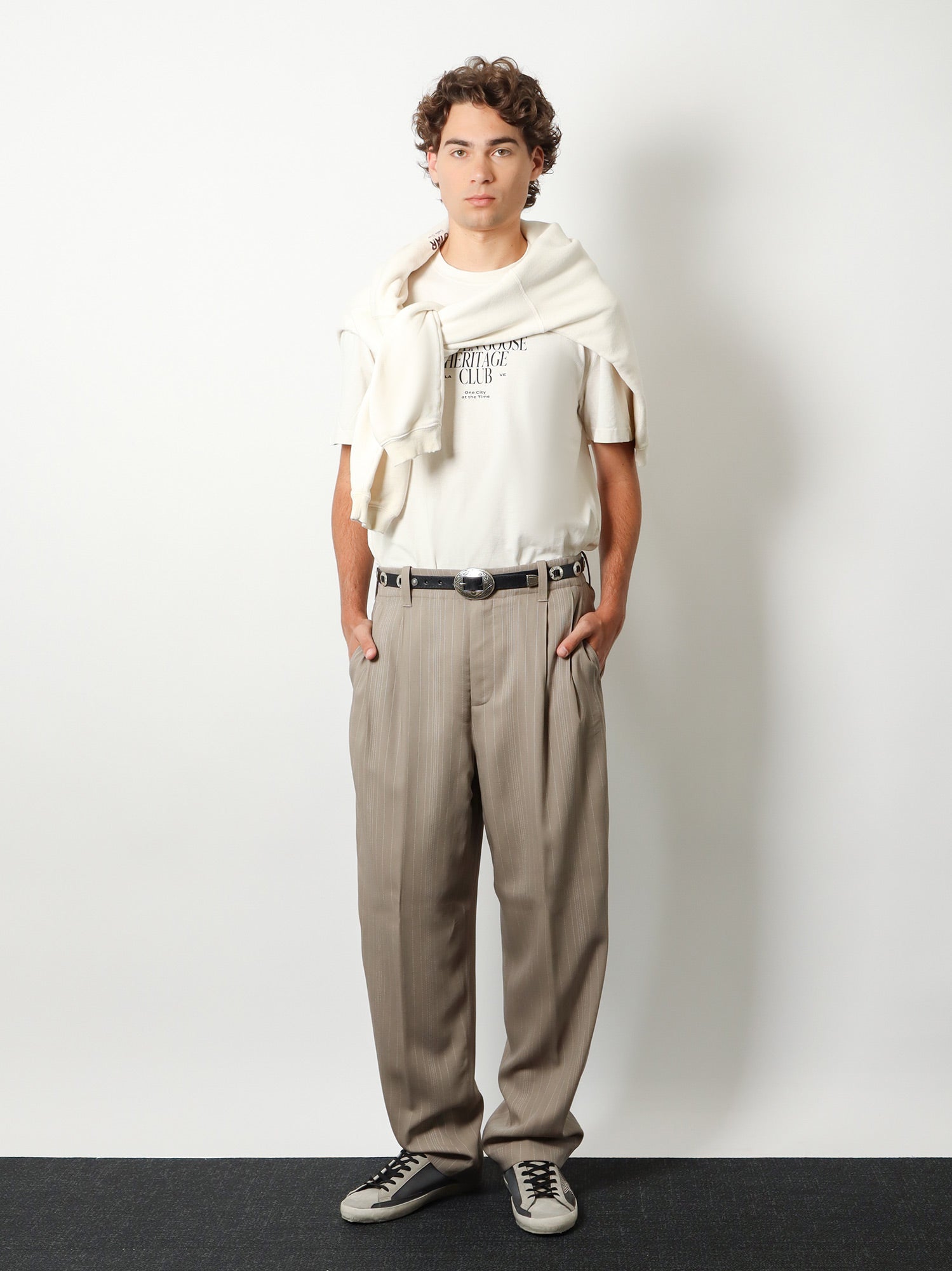 Golden Goose Wool Blend Trousers With Pinstripe Pattern