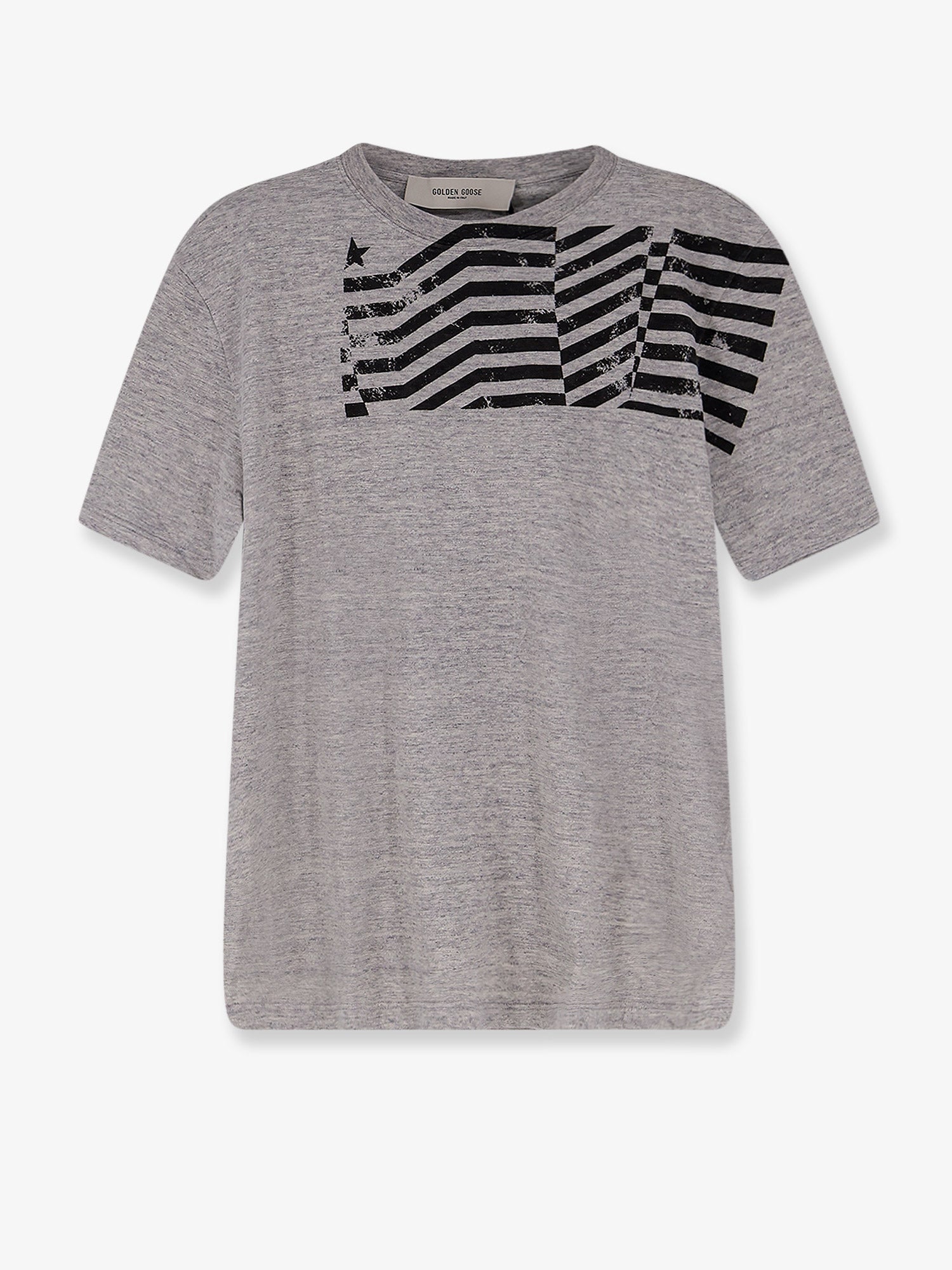 Golden Goose Cotton T-shirt With Flag Print On The Front