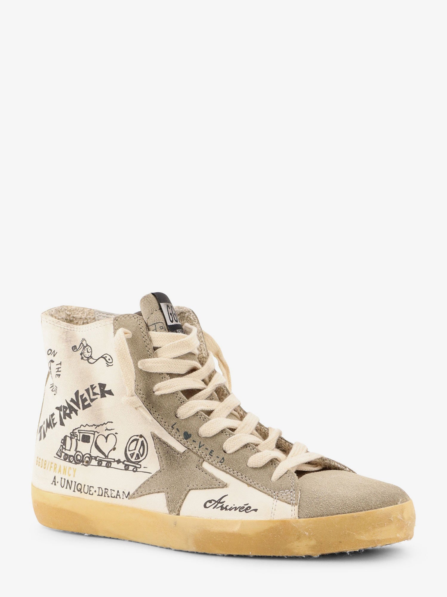 Golden Goose Leather Sneakers With All-over Francy Journey Print