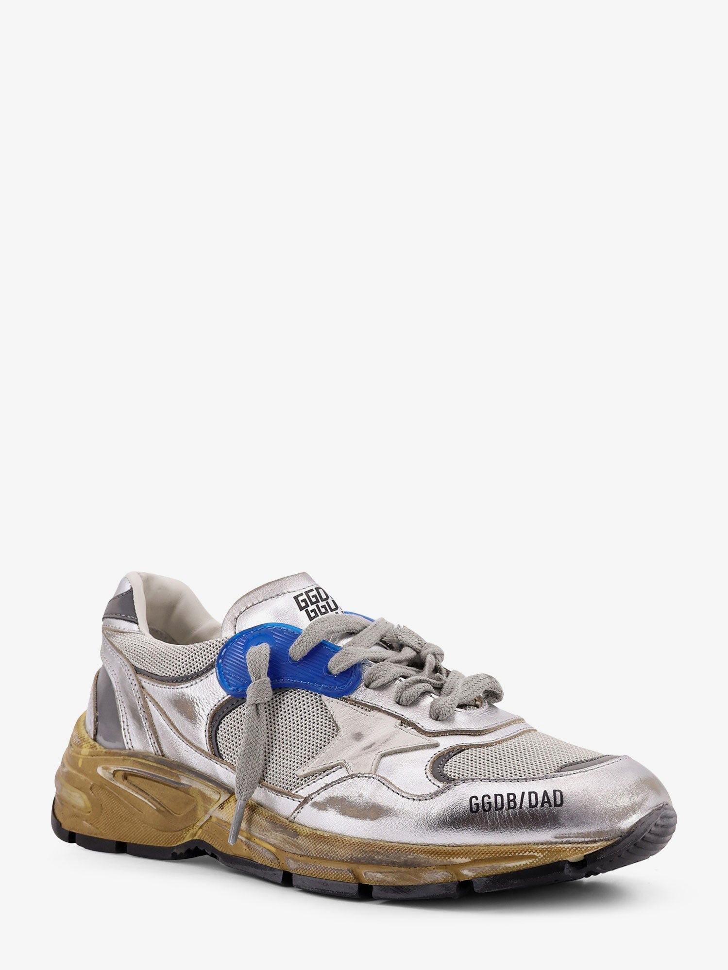 Golden Goose Running Dad Mesh And Leather Sneakers With Logo On The Side