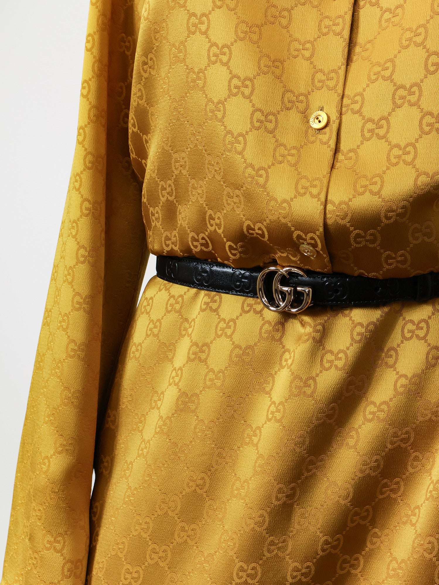 Gucci Leather Belt With All-over Gg Logo