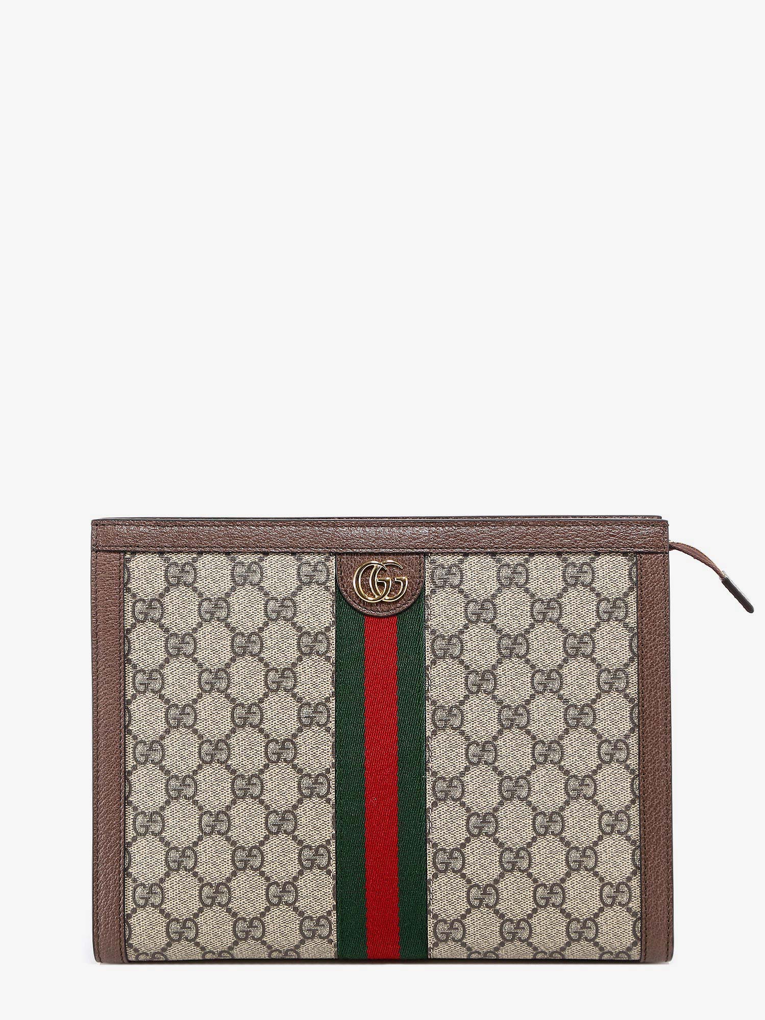 Gucci Ophidia Gg Supreme Fabric And Leather Clutch