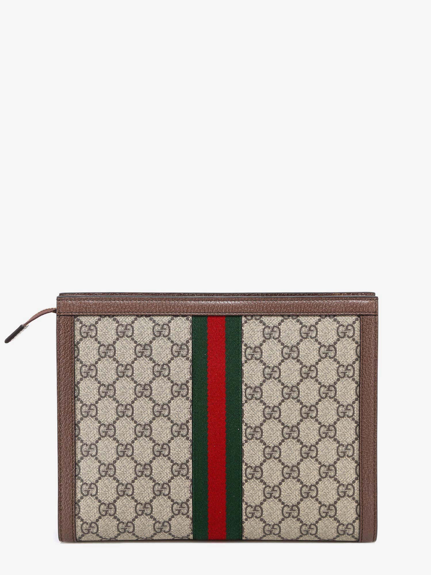 Gucci Ophidia Gg Supreme Fabric And Leather Clutch