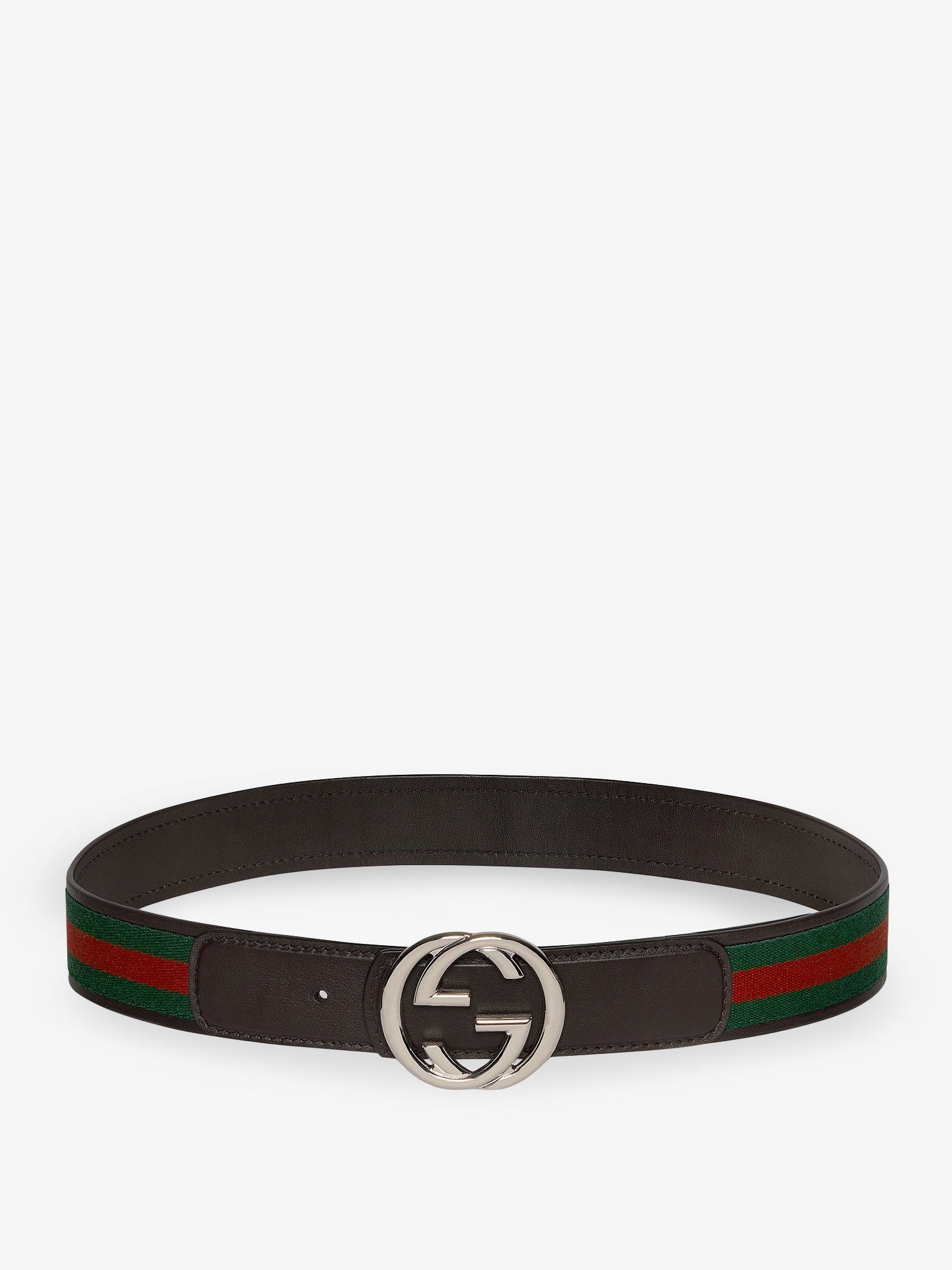 Gucci Web Fabric And Leather Belt