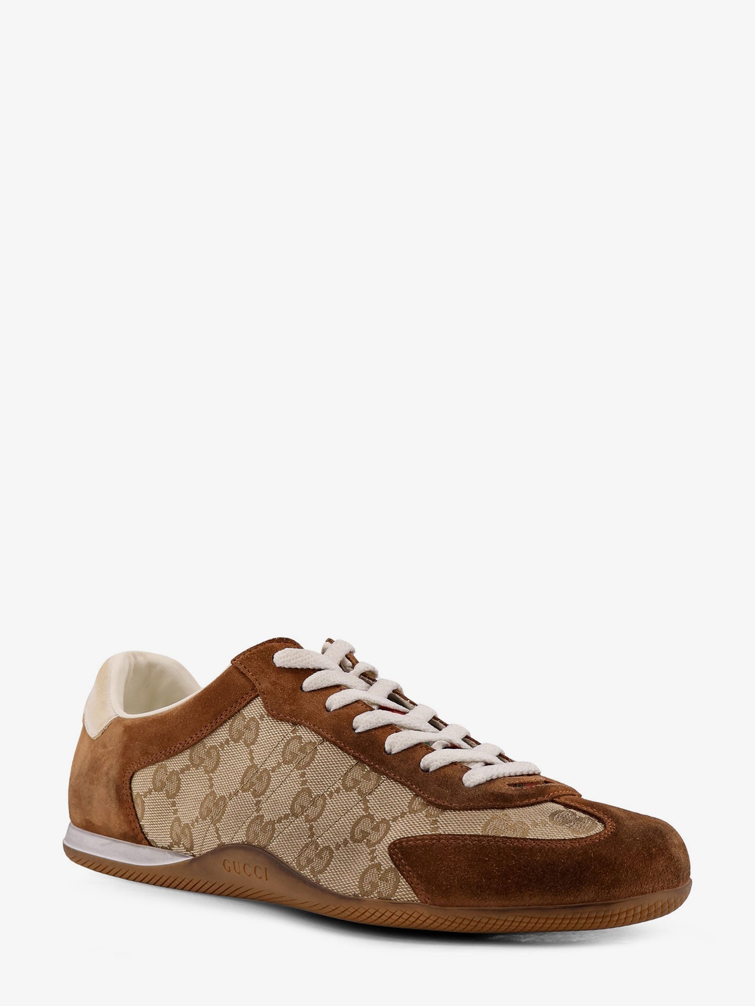Gucci Gucci Shift Suede Sneakers With Gg Supreme Fabric Inserts