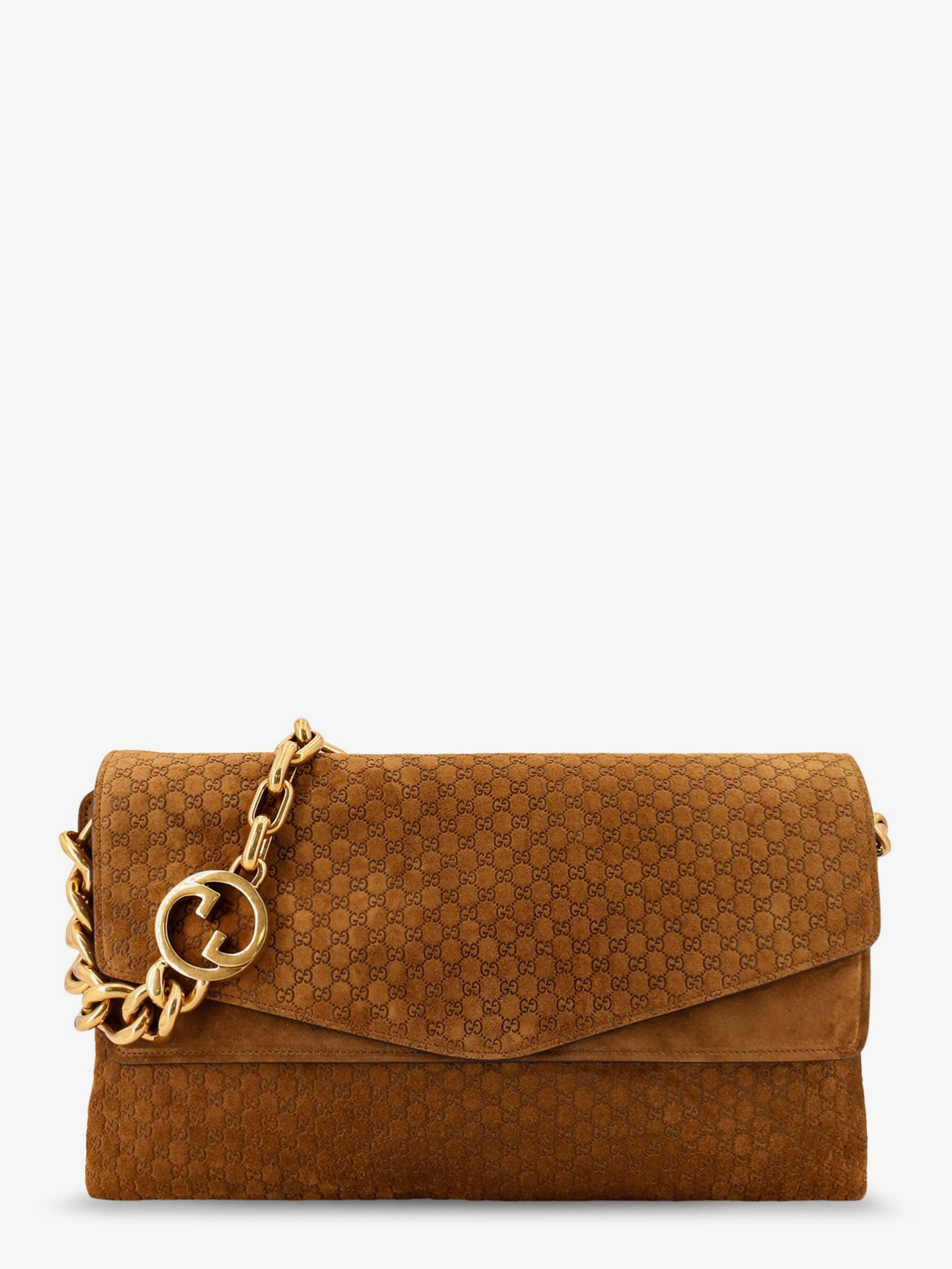 Gucci Suede Crossbody Bag With All-over Gg Motif