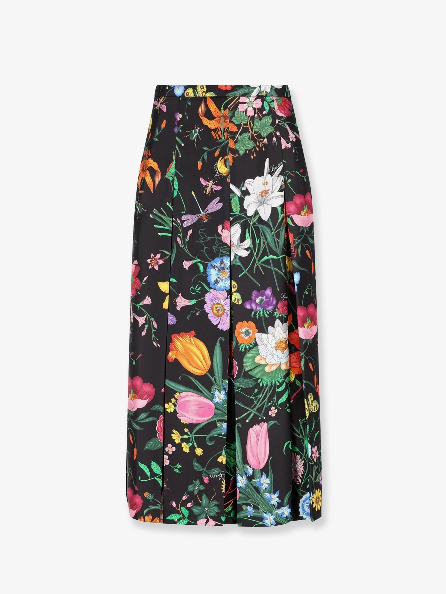 Gucci Silk Midi Skirt With Gucci Flora Print