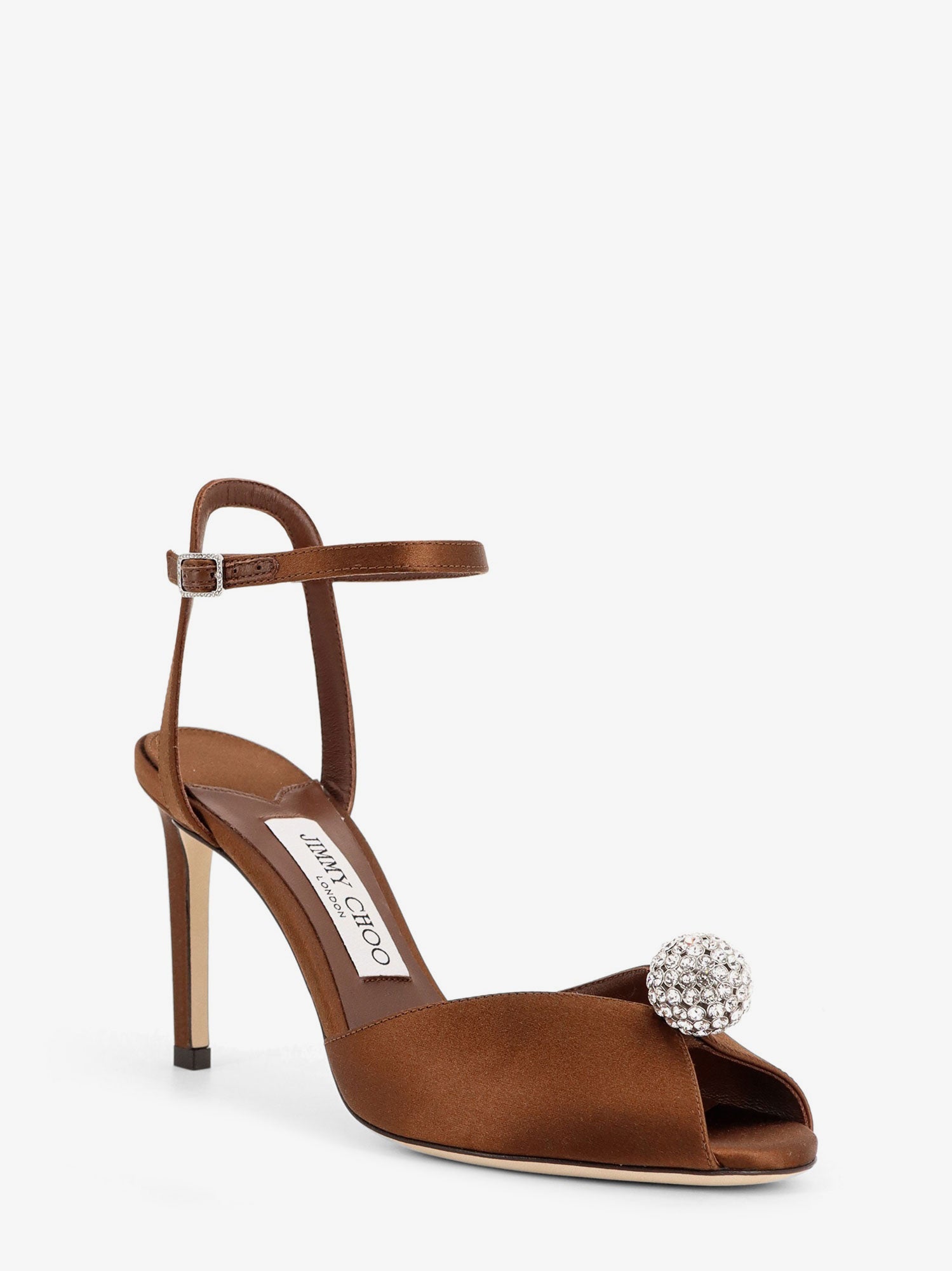 Jimmy Choo Sacora Satin Sandals With Crystal Detail