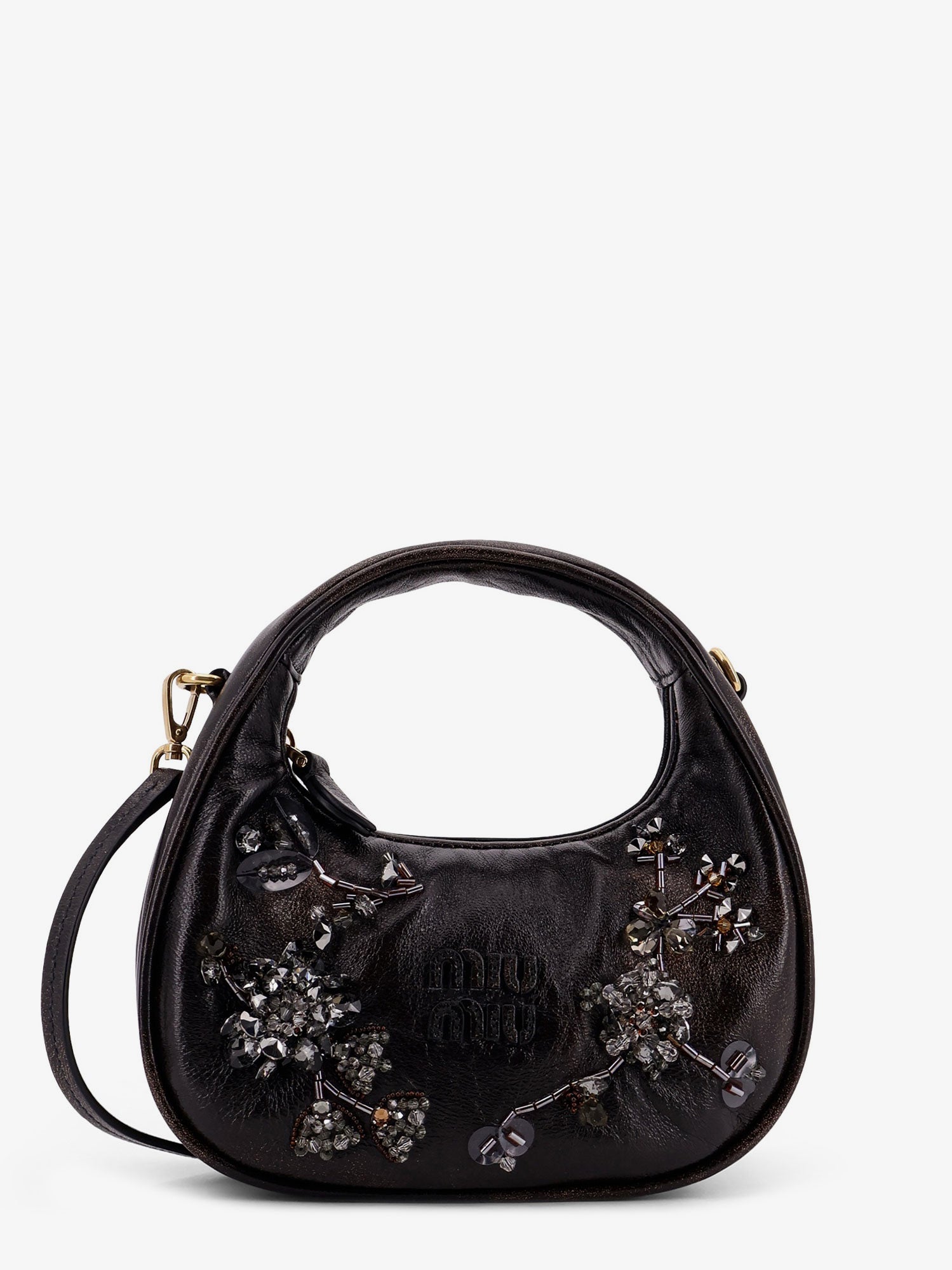 Miu Miu Wander Leather Mini Crossbody Bag With Embroidery
