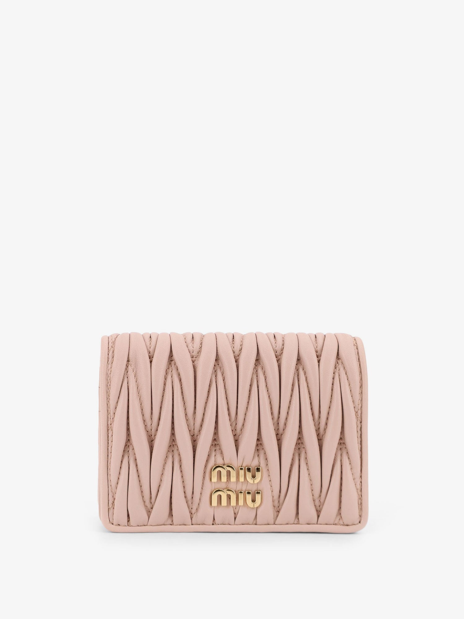 Miu Miu Quilted Leather Wallet With Front Lettering Logo