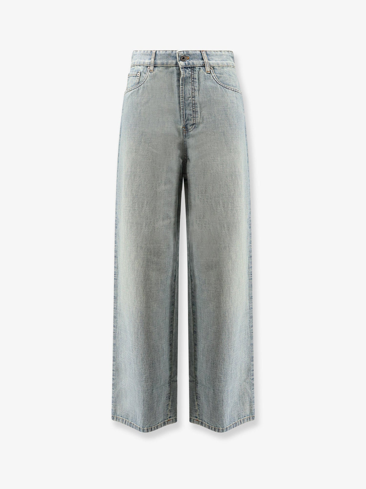 Miu Miu Cotton Jeans With Logo Lettering Embroidery