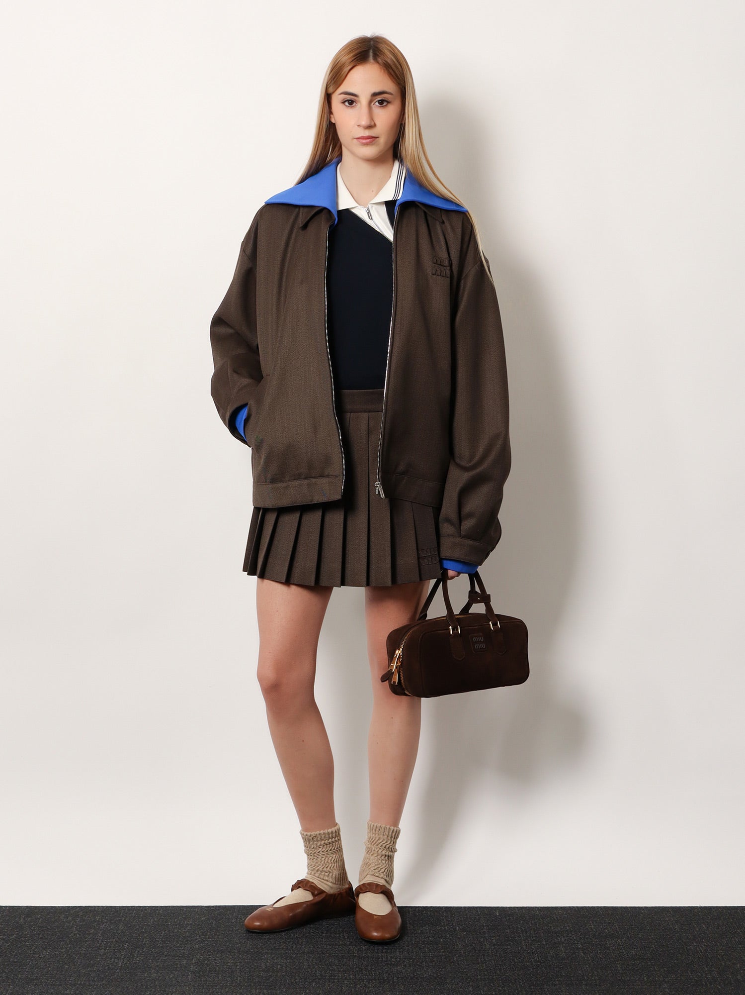 Miu Miu Cover Fabric Pleated Mini Skirt