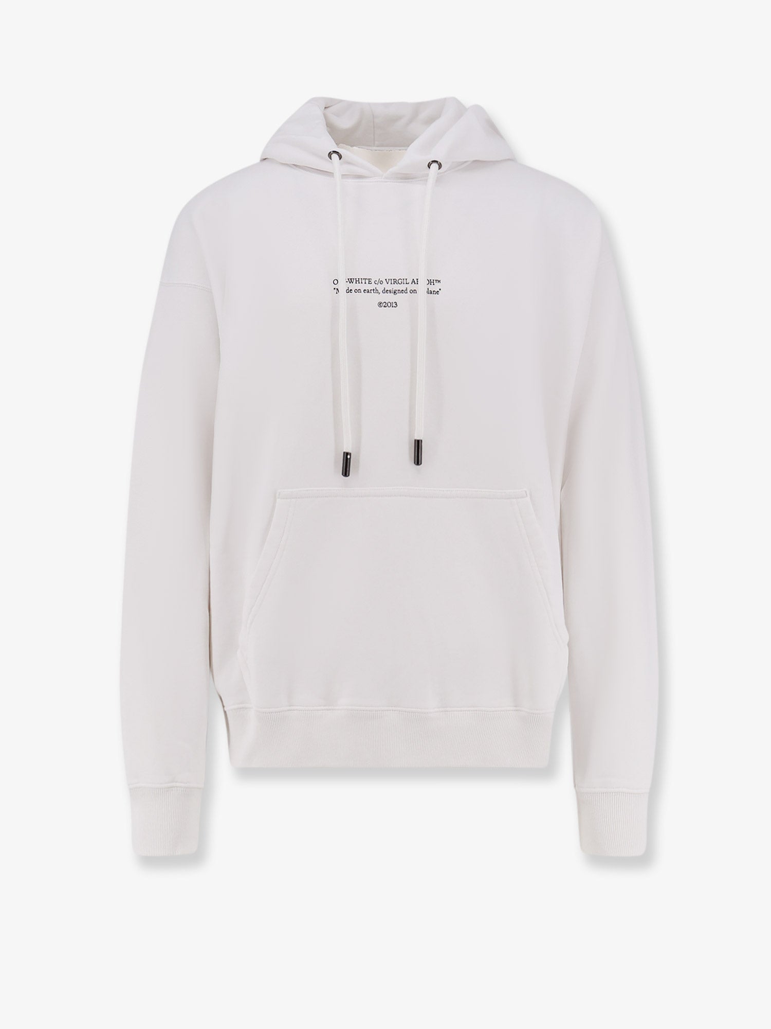 Off-White Cotton Sweatshirt With Frontal Logo Print