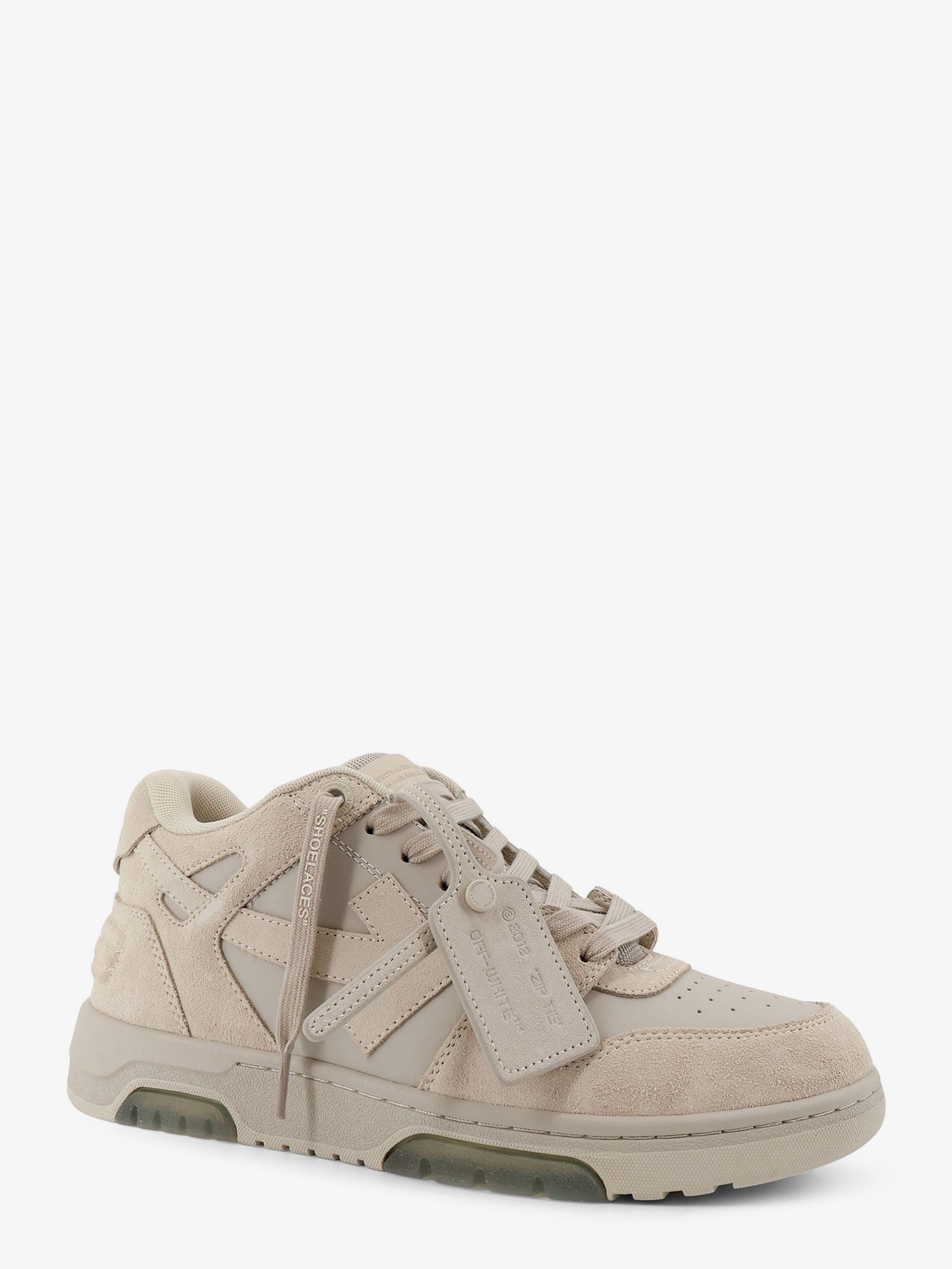Off-White Out Of Office Suede And Leather Sneakers With Iconic Logo On The Side