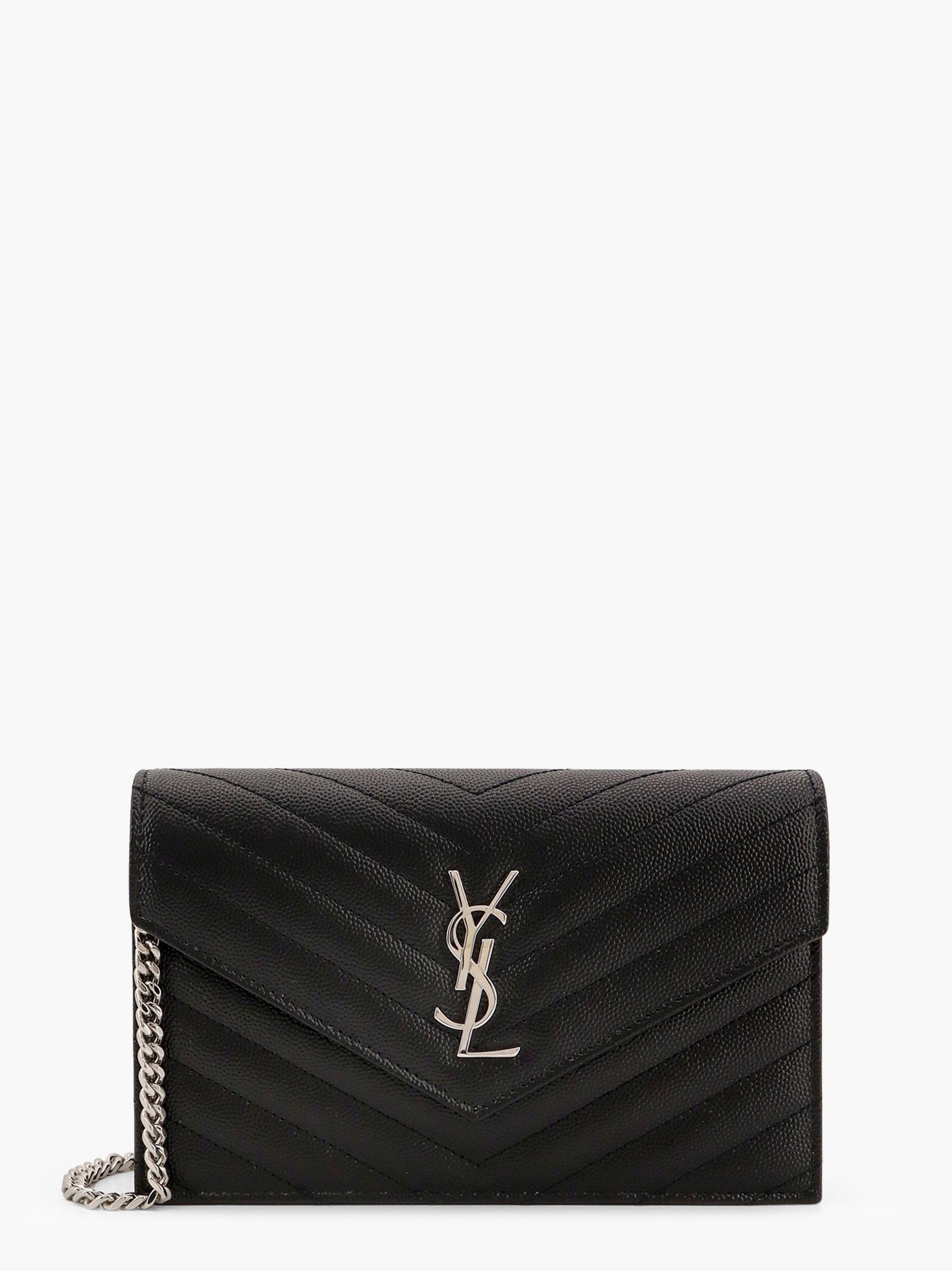 Saint Laurent Pochette Cassandre Grain-de-poudre Leather Clutch With Shoulder Strap