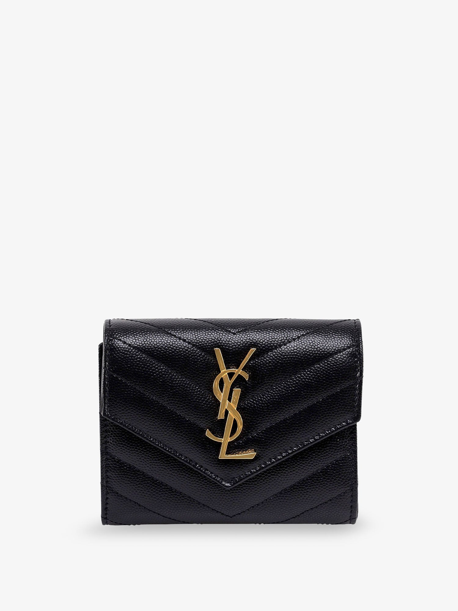 Saint Laurent Leather Wallet With Cassandre Logo On The Front