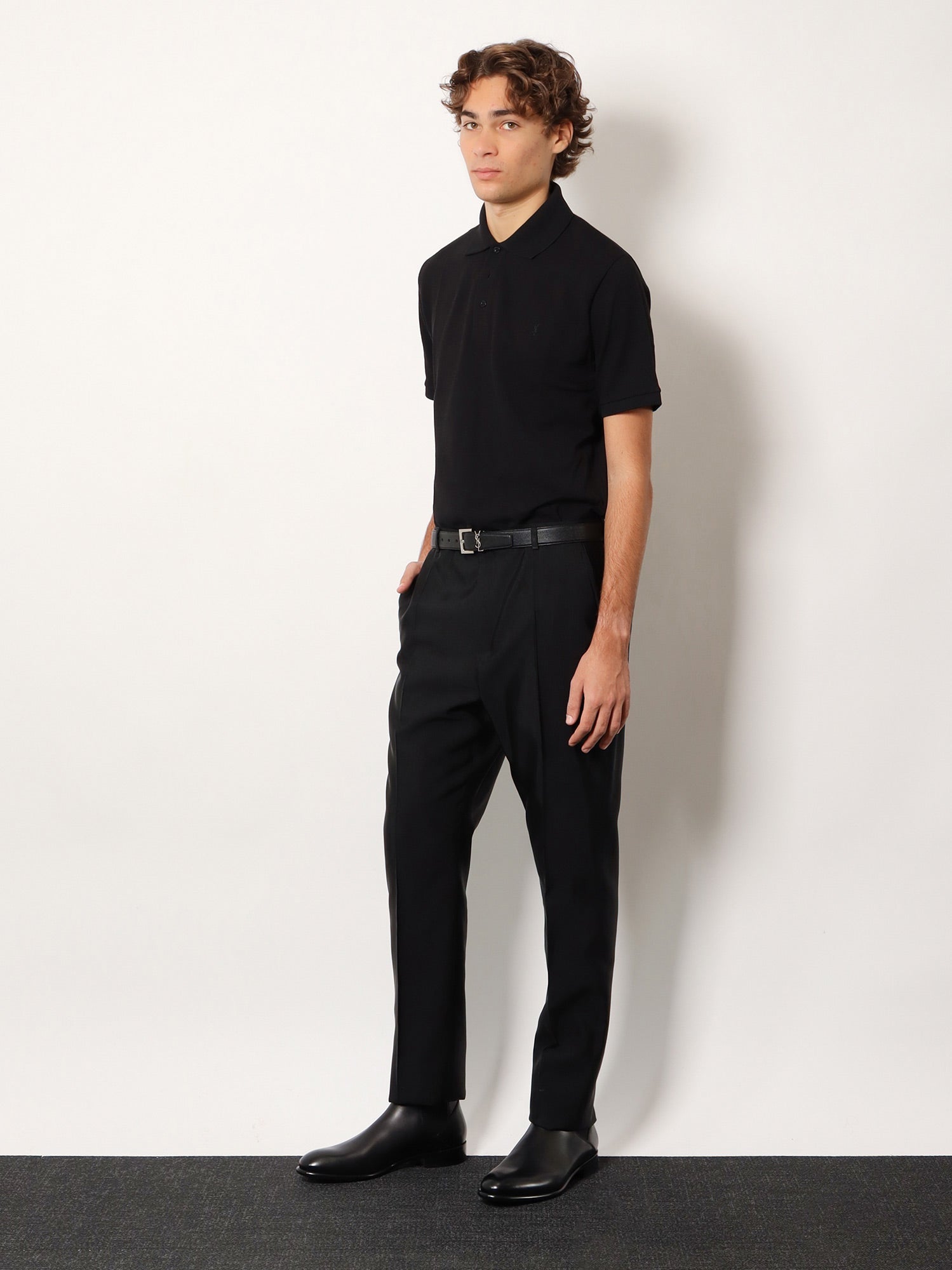 Saint Laurent Cotton Blend Polo Shirt With Cassandre Embroidery