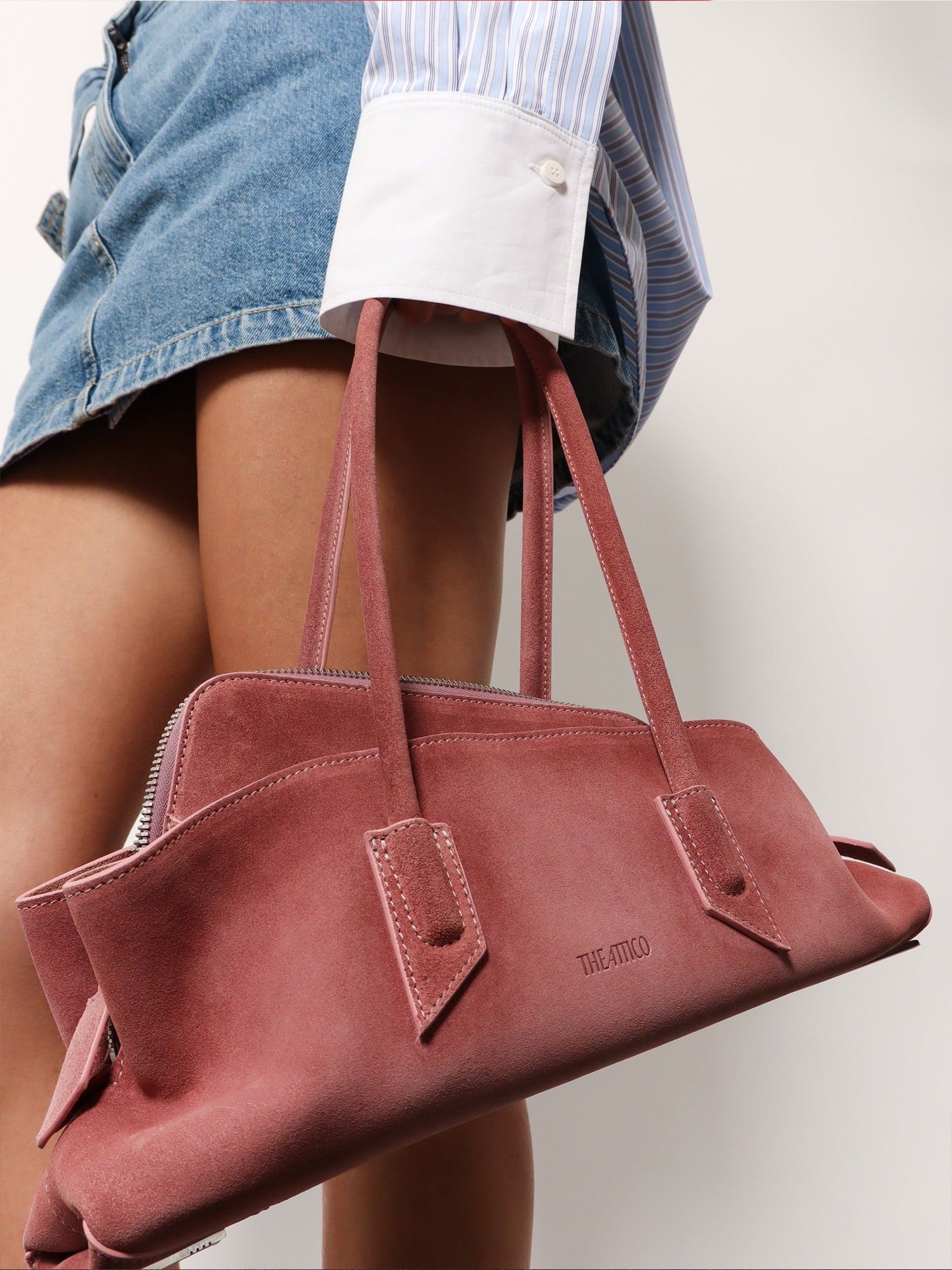 The Attico La Passeggiata Suede Shoulder Bag