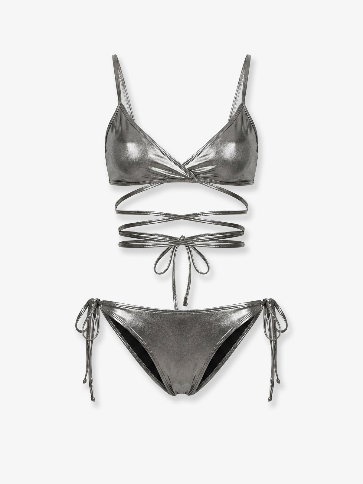 The Attico The Attico Il Primo Bagno Lycra Bikini With A Metallic Effect