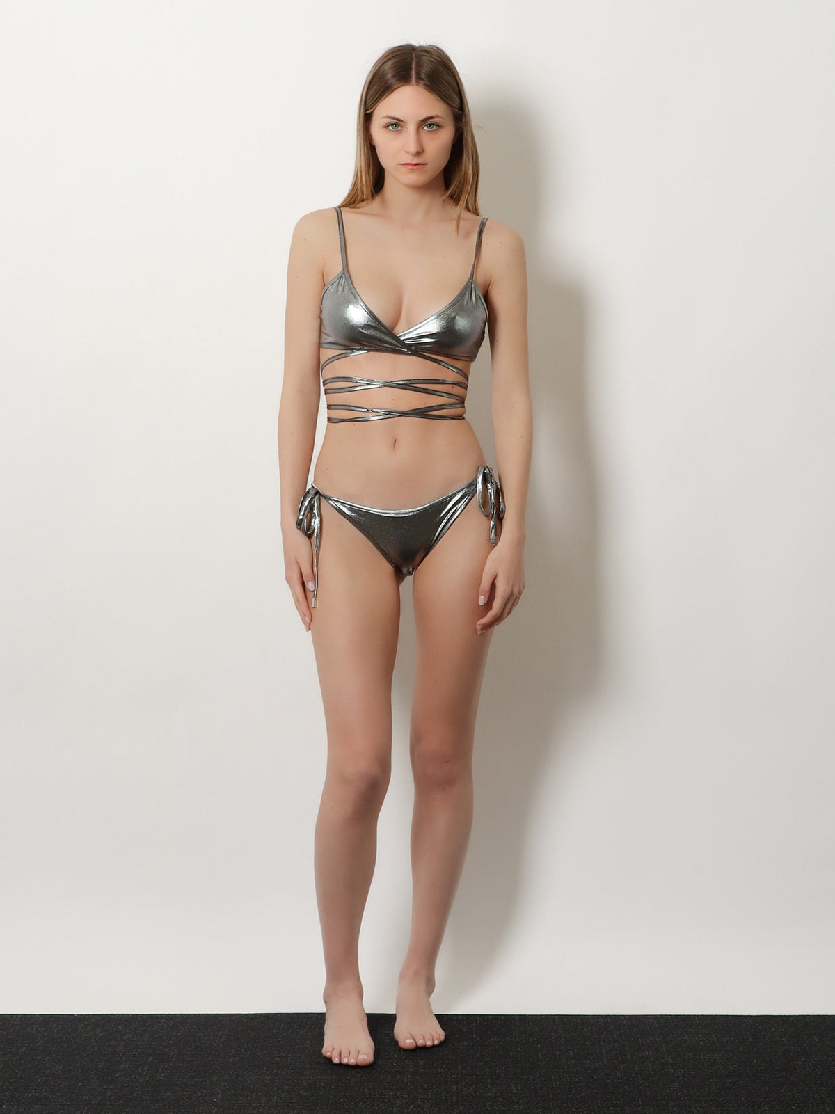 The Attico The Attico Il Primo Bagno Lycra Bikini With A Metallic Effect