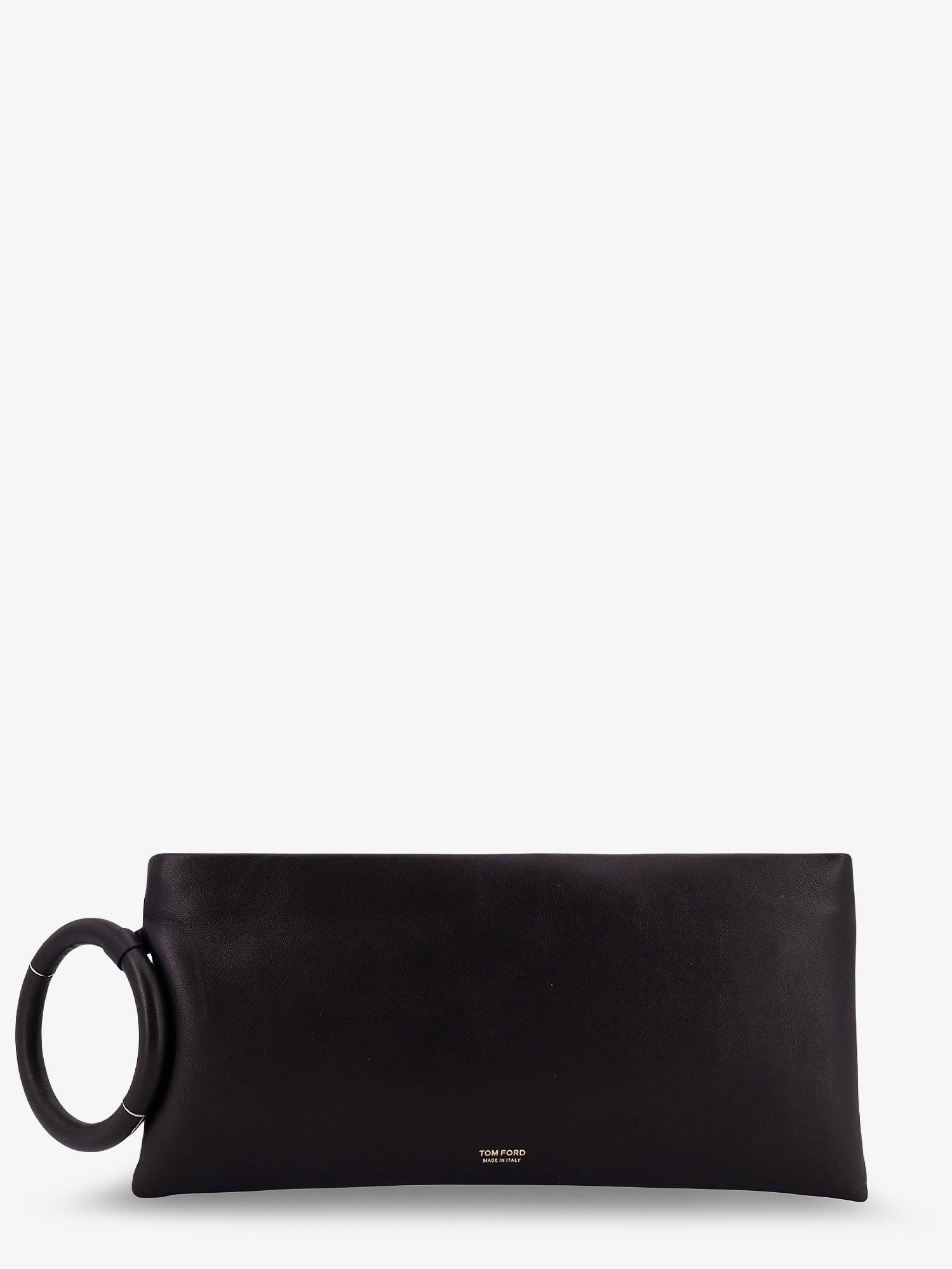 Tom Ford Aura Leather Clutch Bag With Lettering Logo On The Front