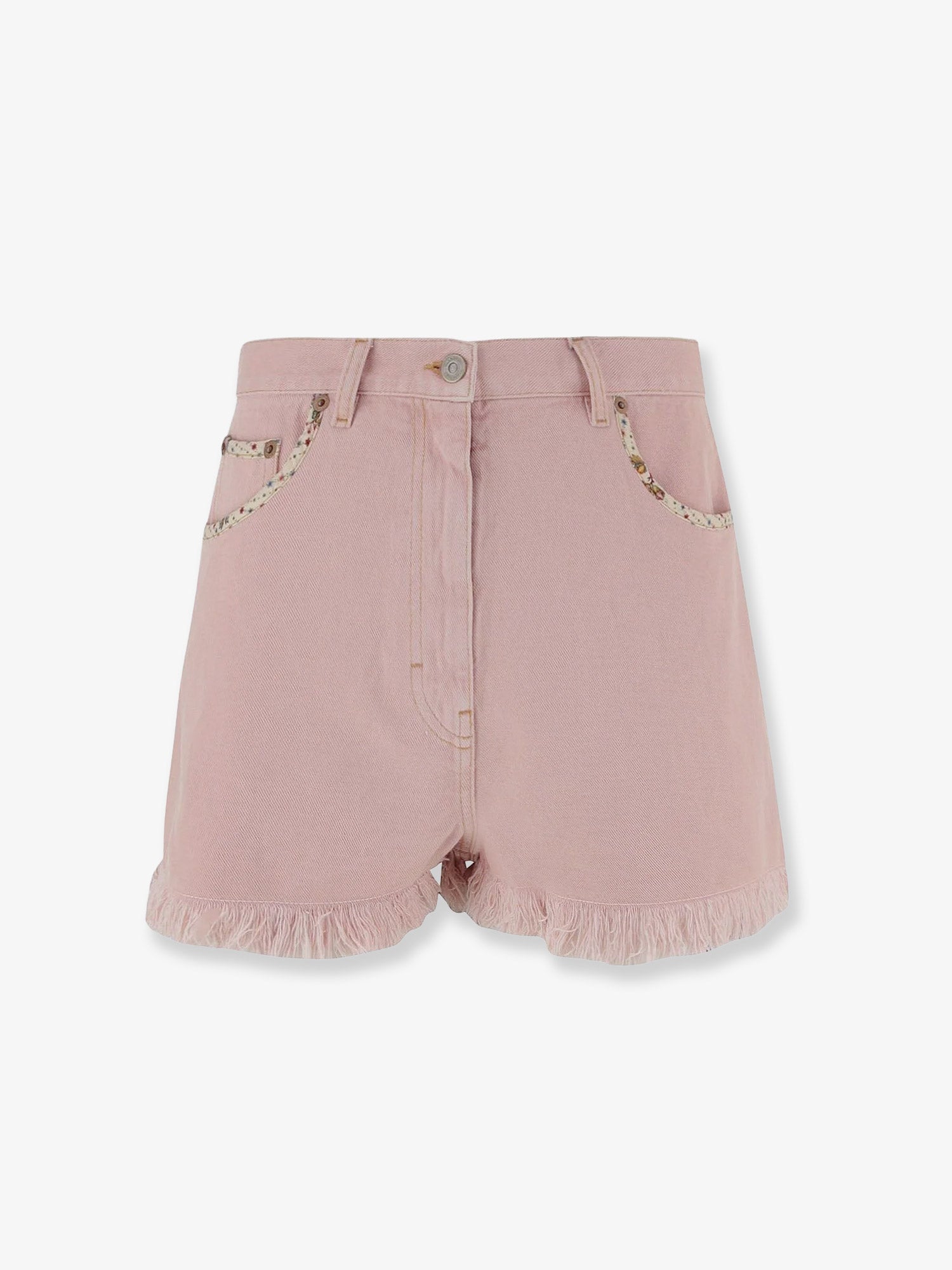 Valentino Denim Shorts With Frayed Edges