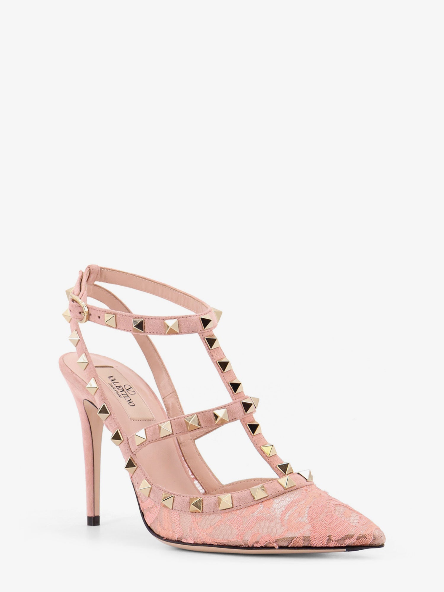 Valentino Rockstud Suede And Lace Pumps