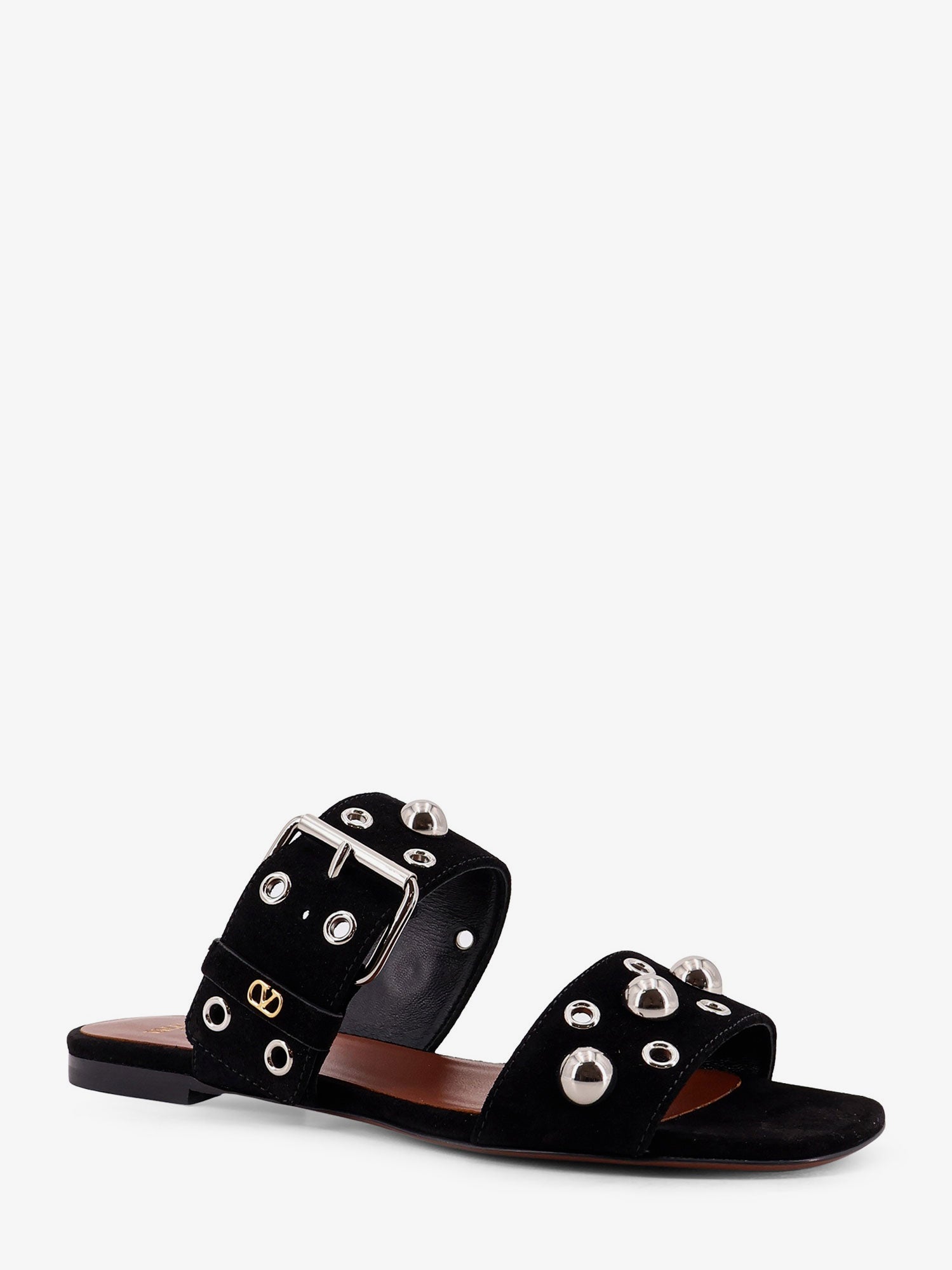 Valentino Suede Sandals With Side Metal Vlogo