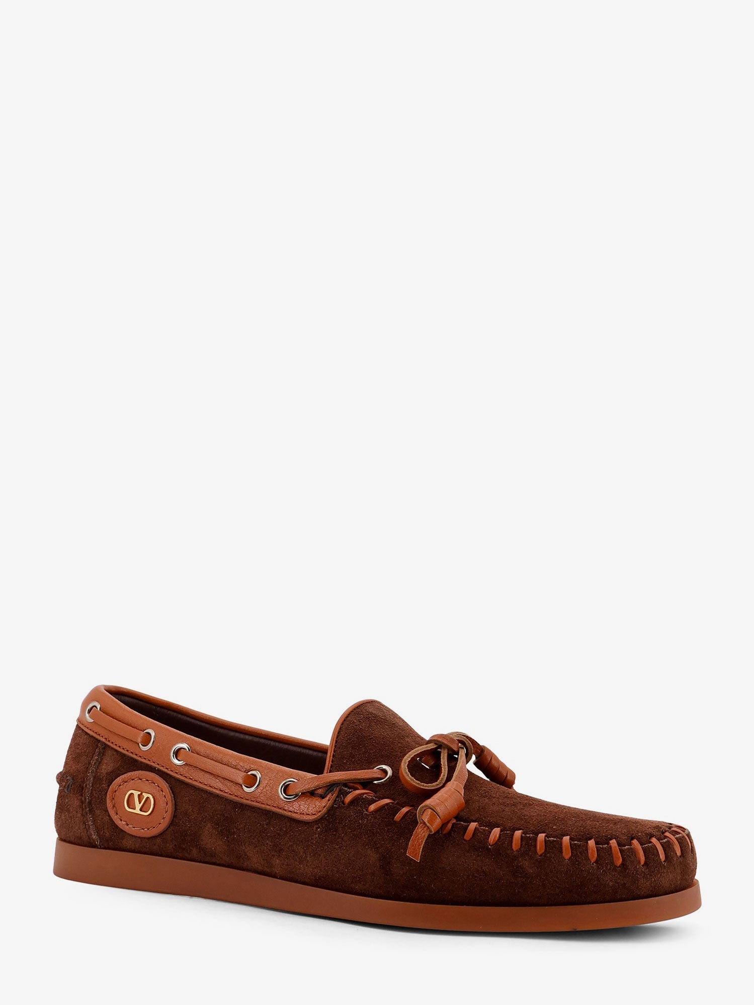 Valentino Palm Avenue Leather And Suede Boat Shoe