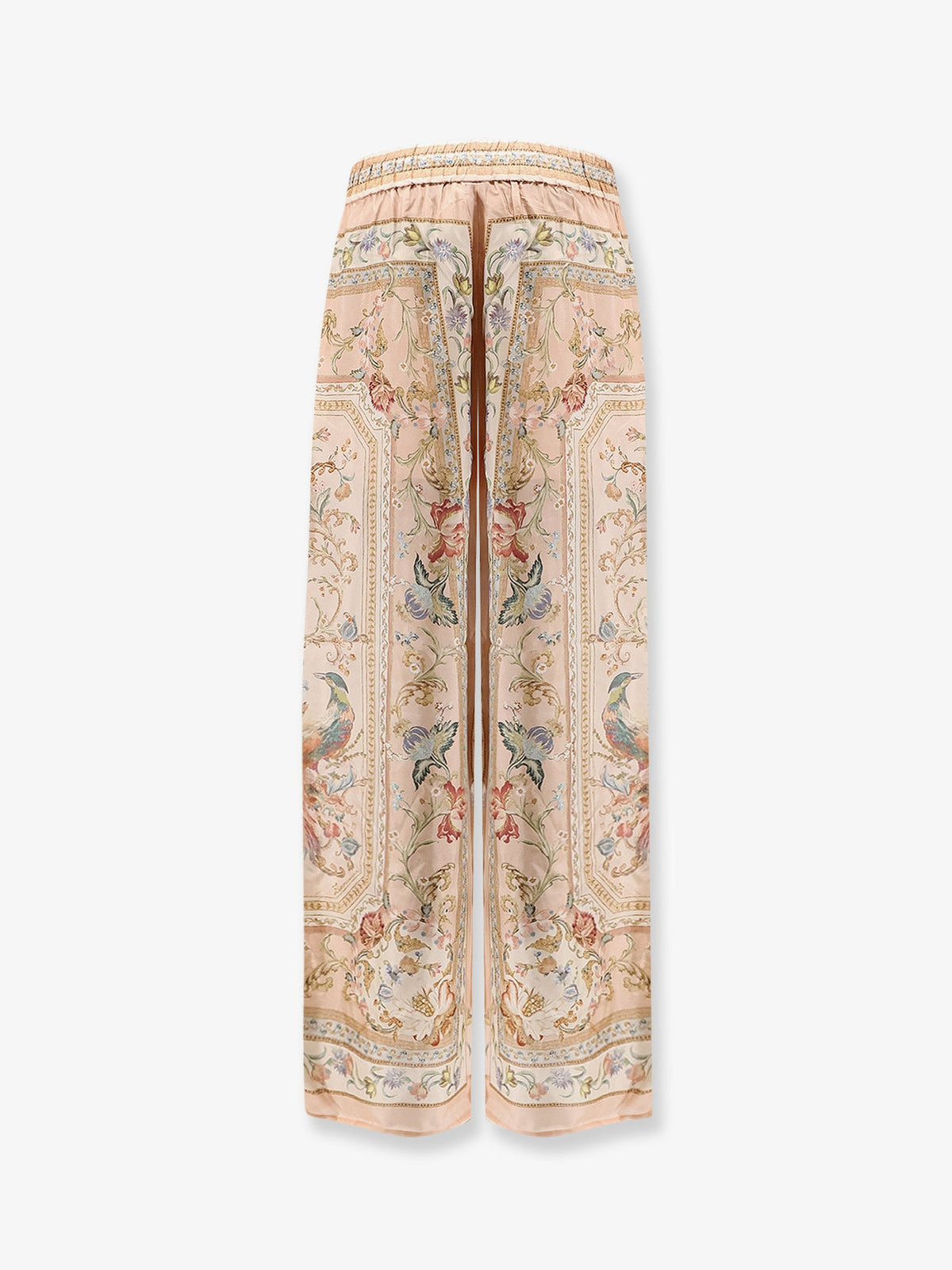 Zimmermann Roselight Silk Trousers With Pink Tapestry Floral Print