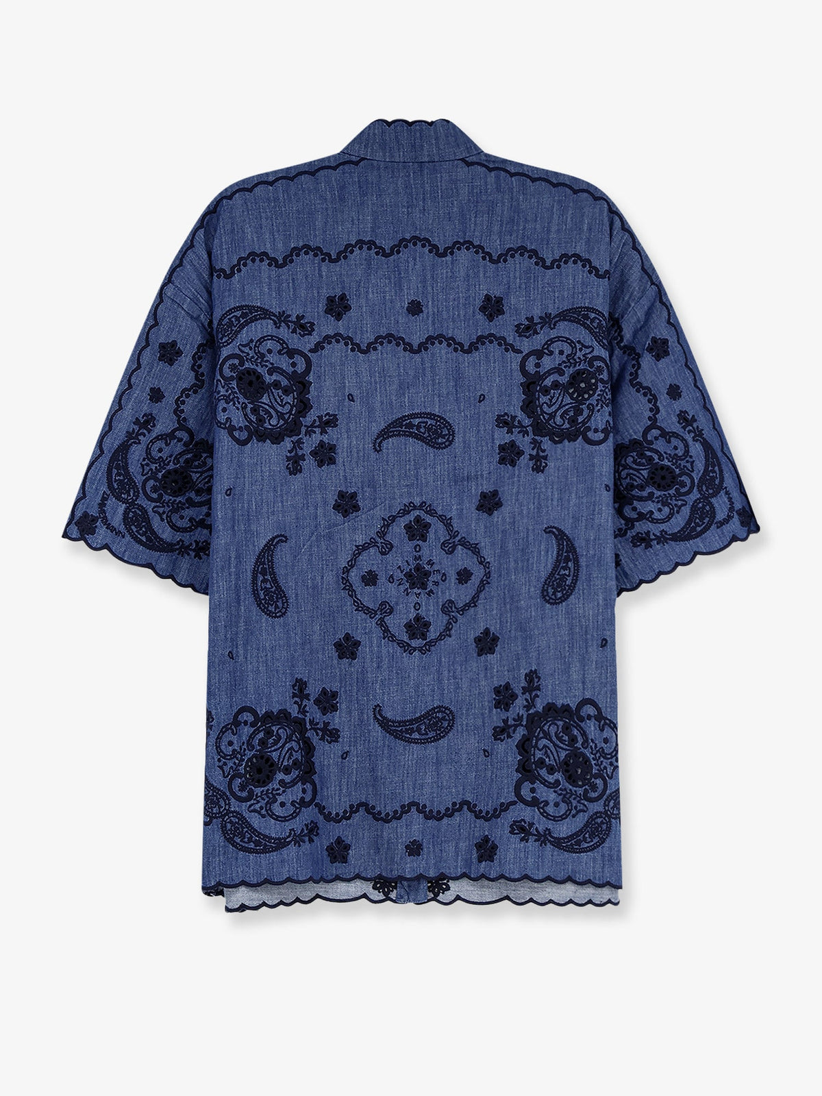 Zimmermann Aster Denim Shirt With All-over Contrasting Embroidery