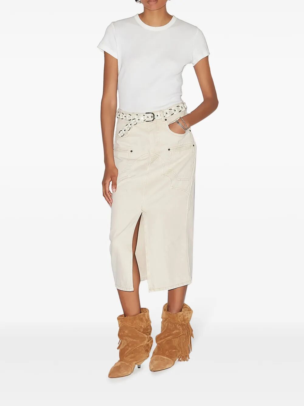 Isabel Marant Britt Stitched Denim Midi Skirt