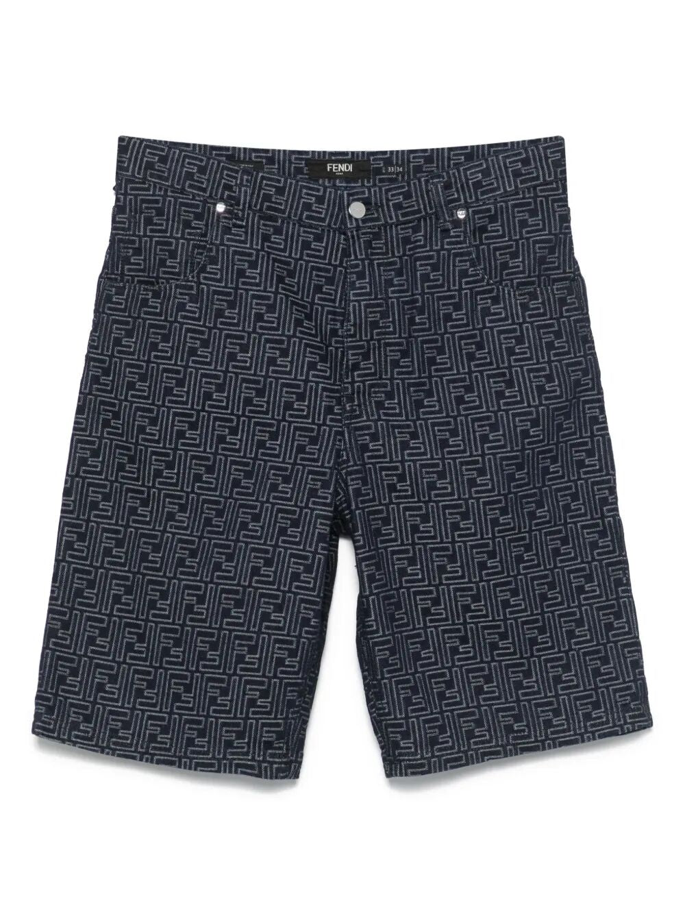 Fendi Ff Jacquard Denim Shorts