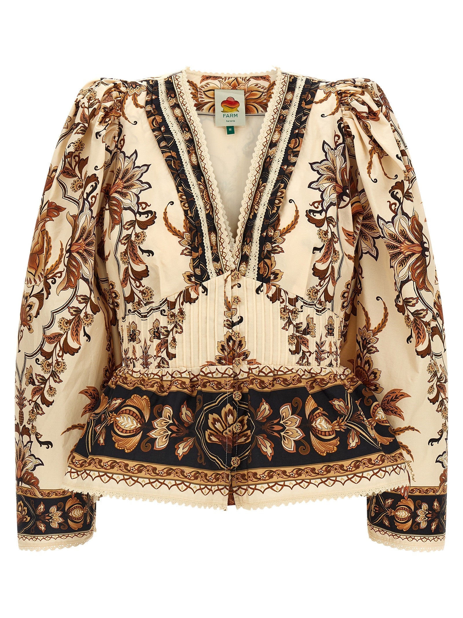 Farm Rio 'Majestic Garden Sand' Blouse