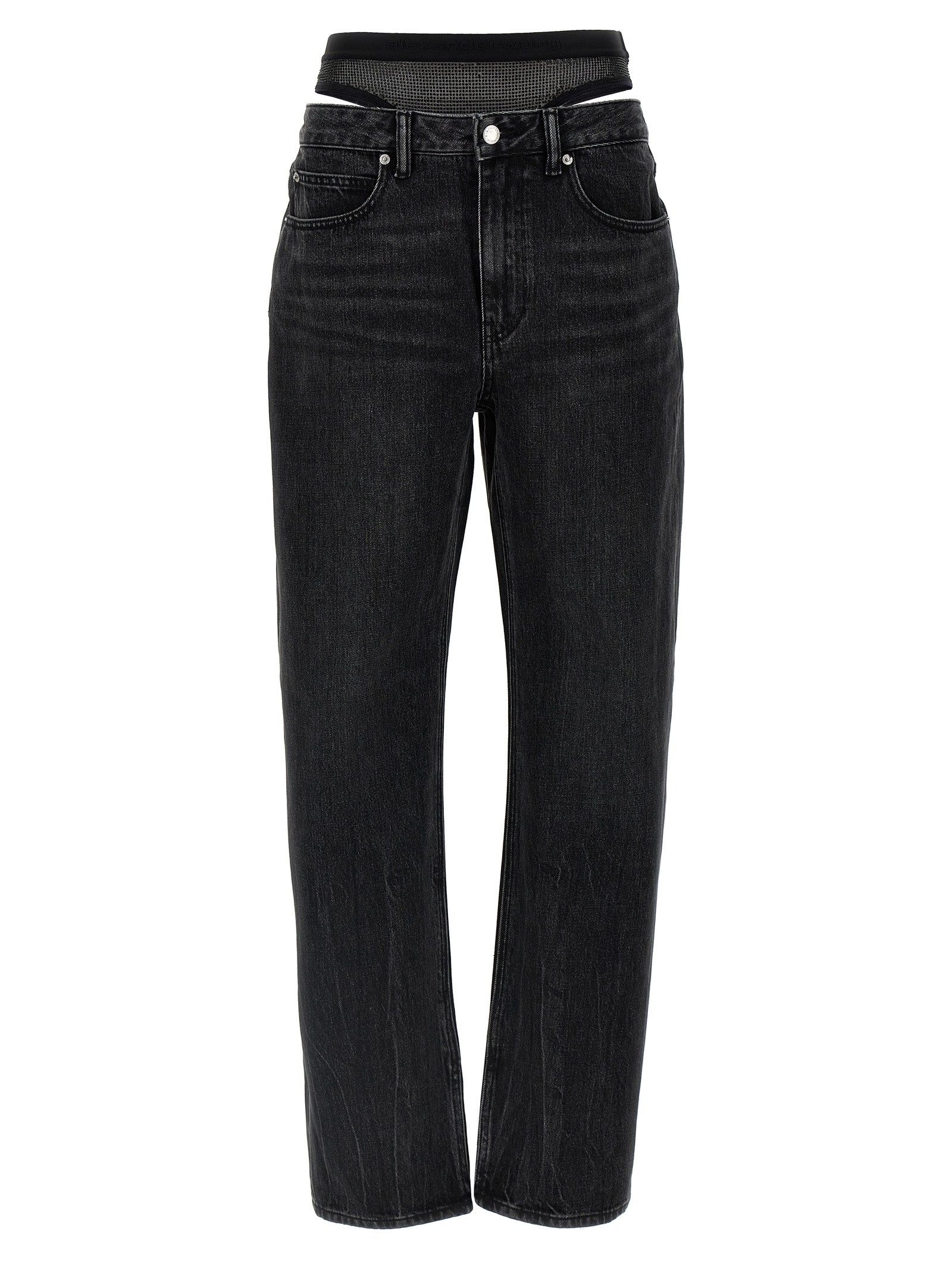 Denim X Alexander Wang 'Slit Hem Prestyle Hotfix Mesh Undie' Jeans
