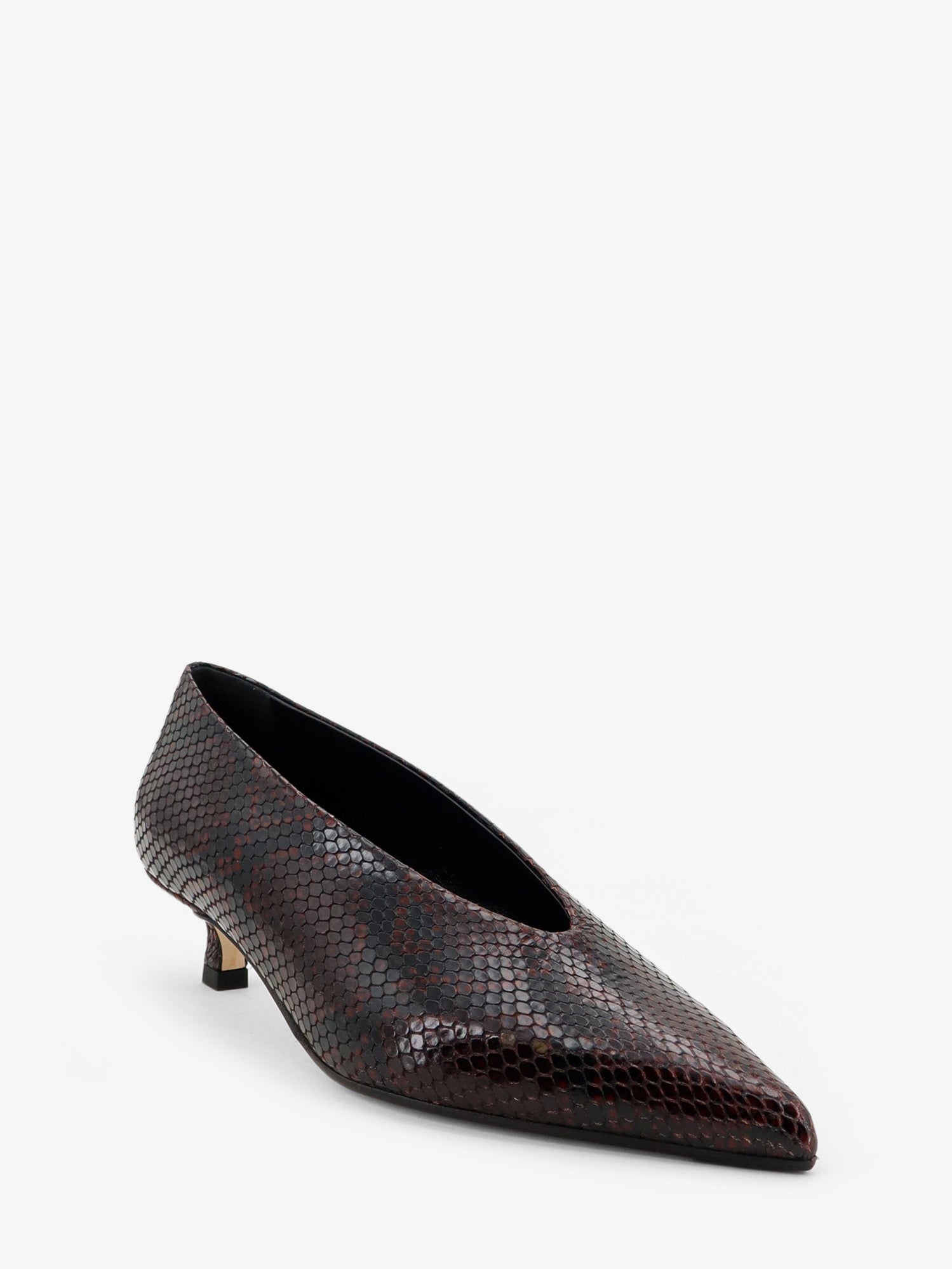 Aeyde Clara Leather Décollete With Python Motif