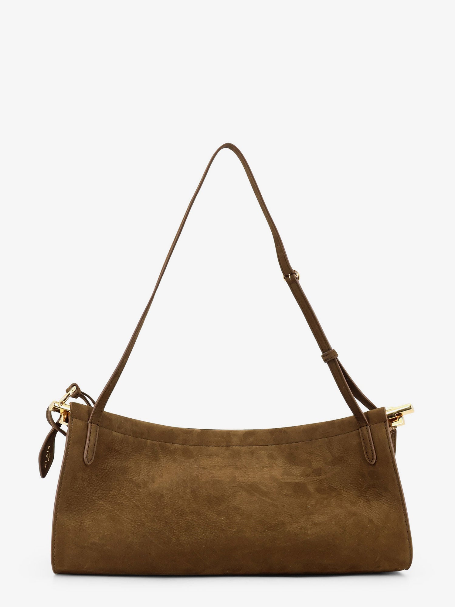 Alaïa East West Leather Shoulder Bag With Engraved Logo Lettering