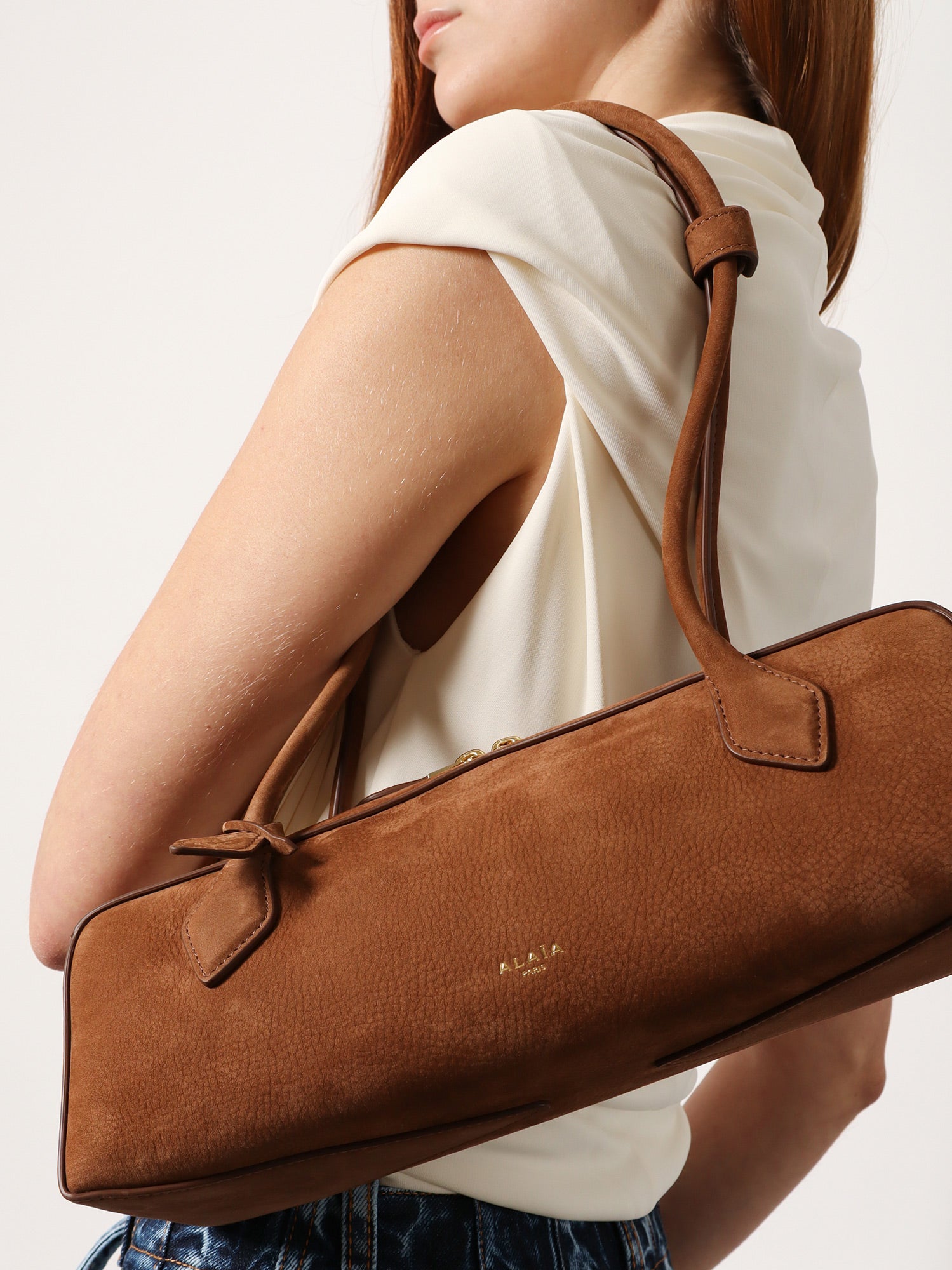 Alaïa Teckel Medium Suede Shoulder Bag