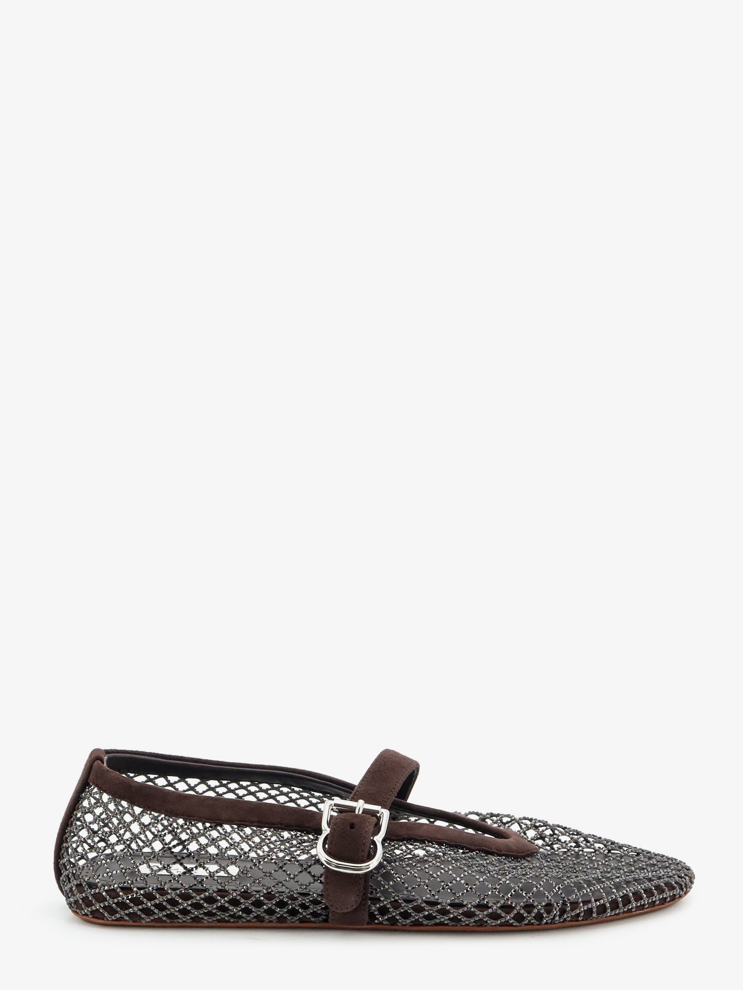Alaïa Flat Mesh Ballet Flats With Rhinestone Detail