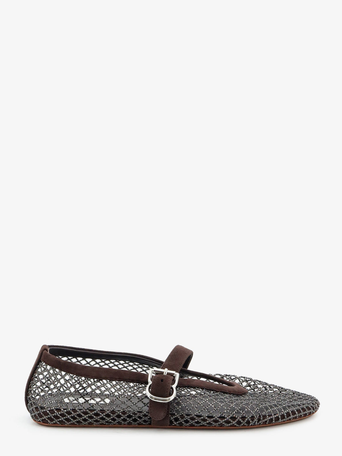 Alaïa Flat Mesh Ballet Flats With Rhinestone Detail