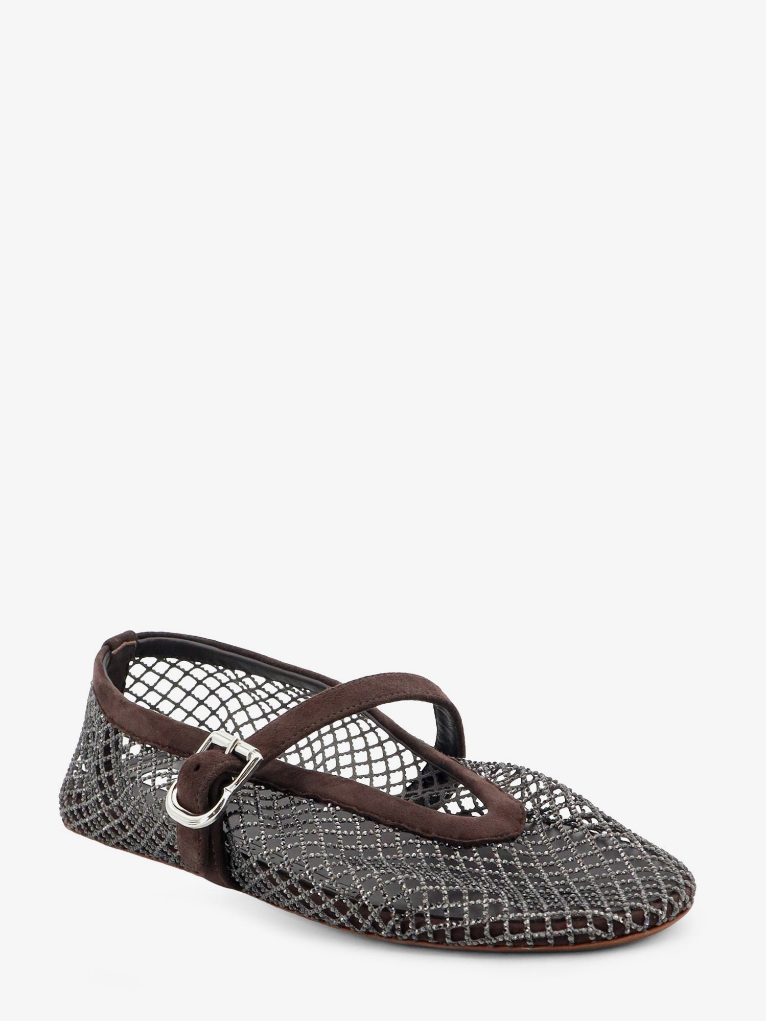 Alaïa Flat Mesh Ballet Flats With Rhinestone Detail