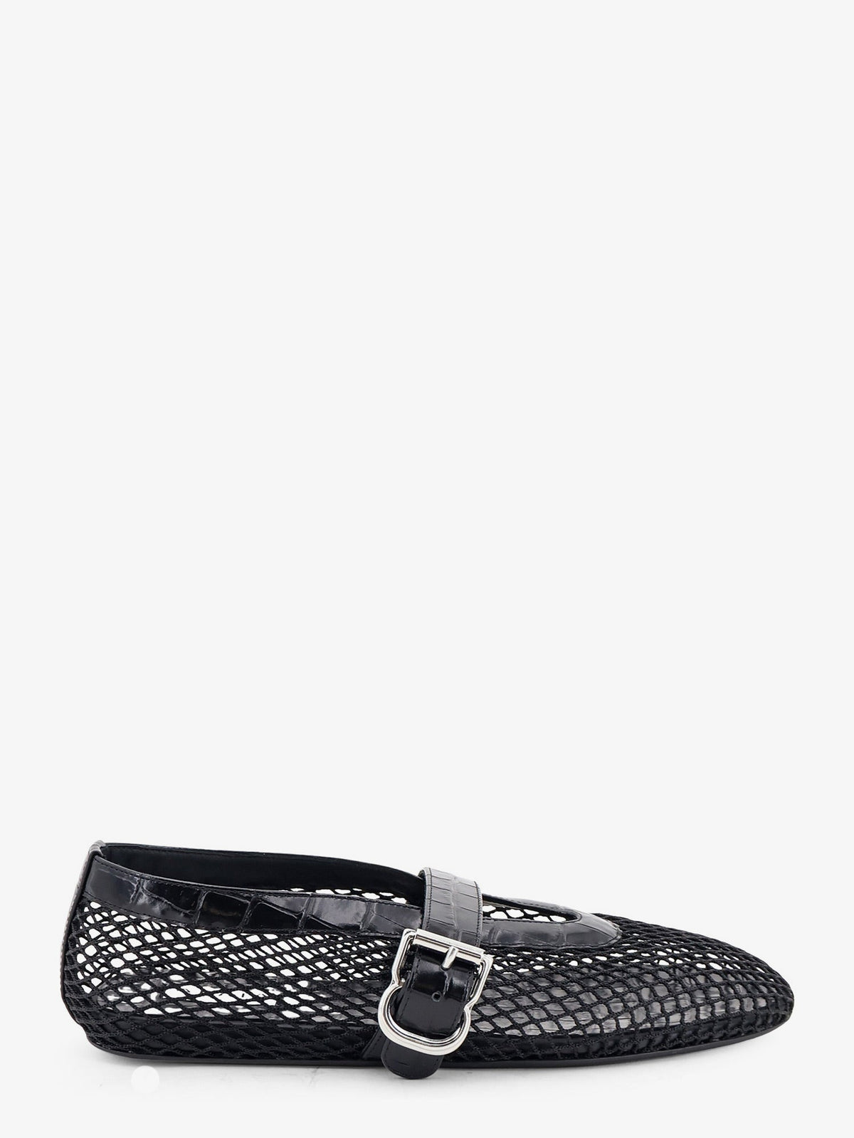 Alaïa Flat Leather Ballerinas With Crocodile Effect