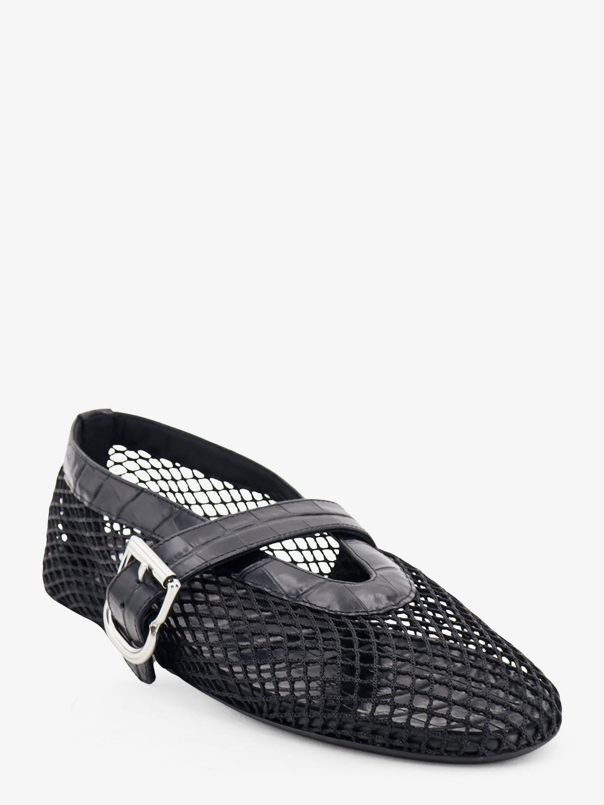 Alaïa Flat Leather Ballerinas With Crocodile Effect
