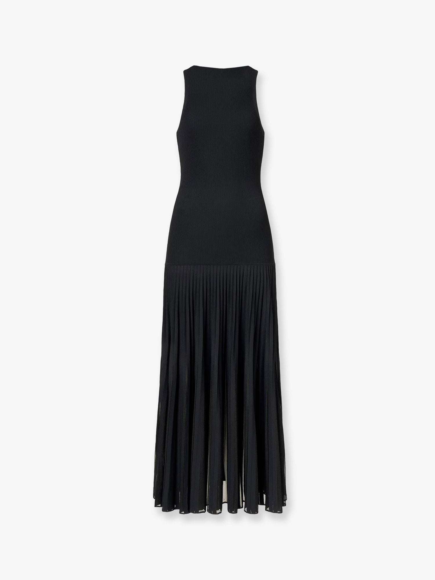 Alaïa Long Pleated Viscose Blend Dress