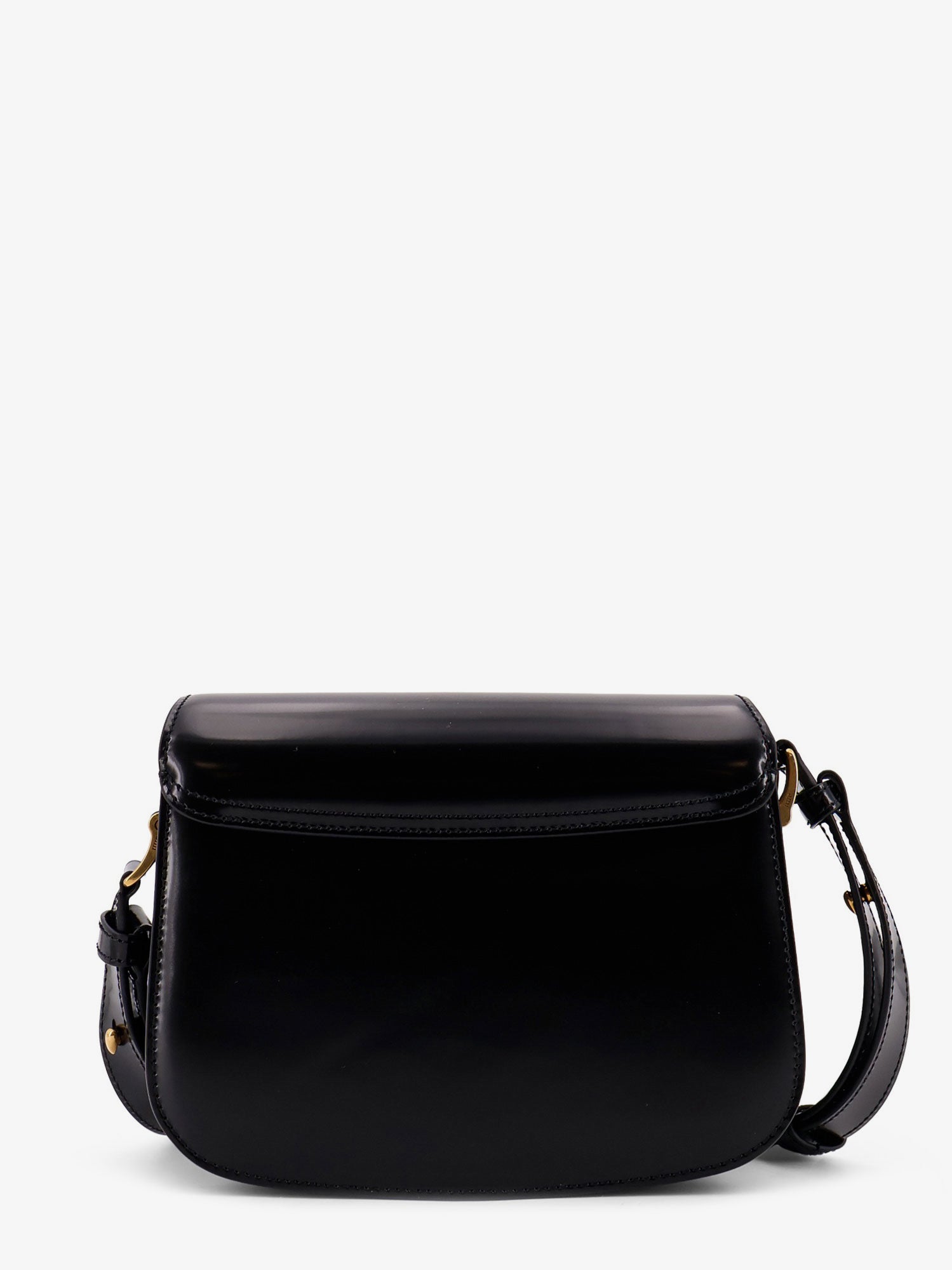 AMI Paris Leather Shoulder Bag With Metal Logo On The Front